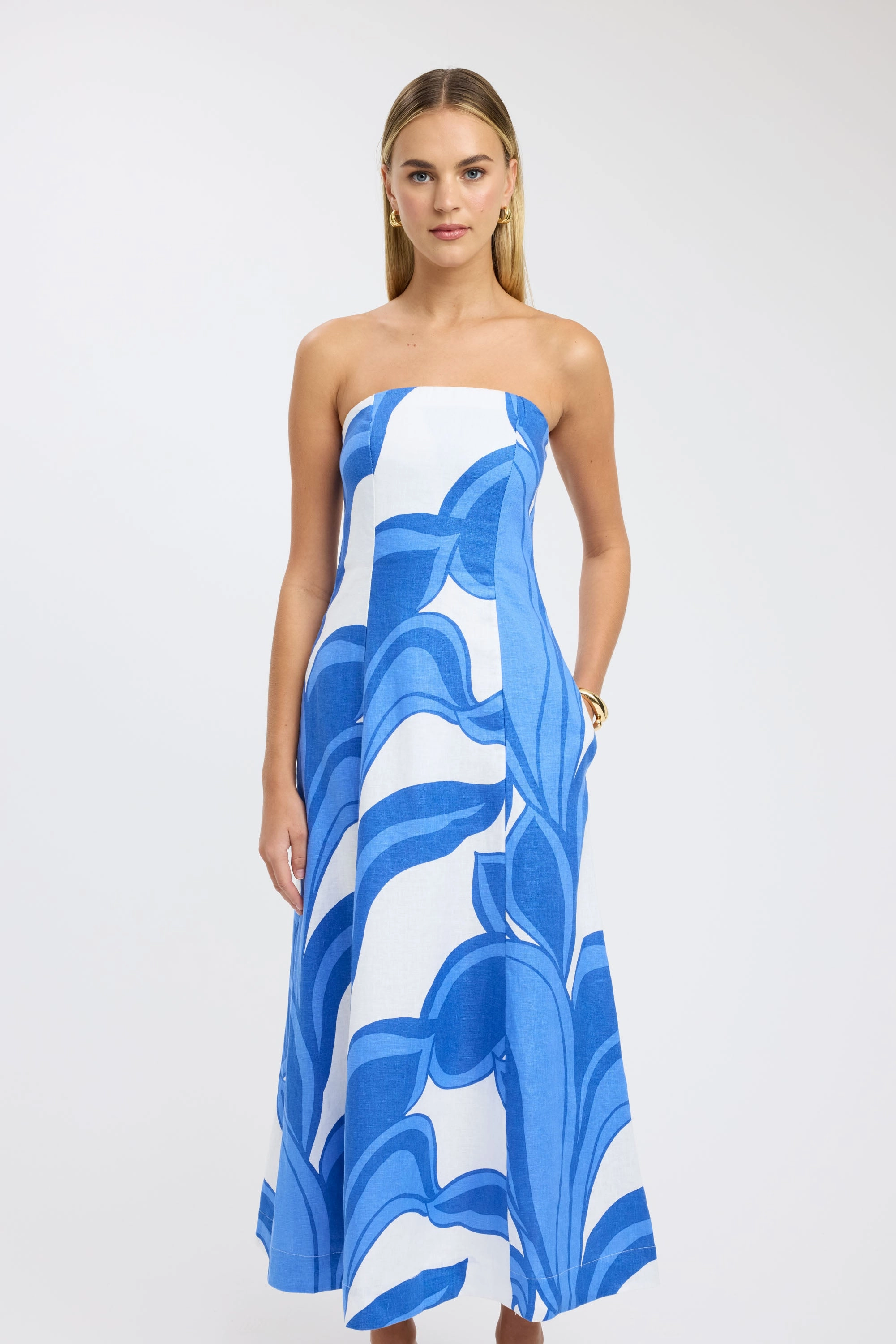Accordion Pleats Zani Strapless Dress