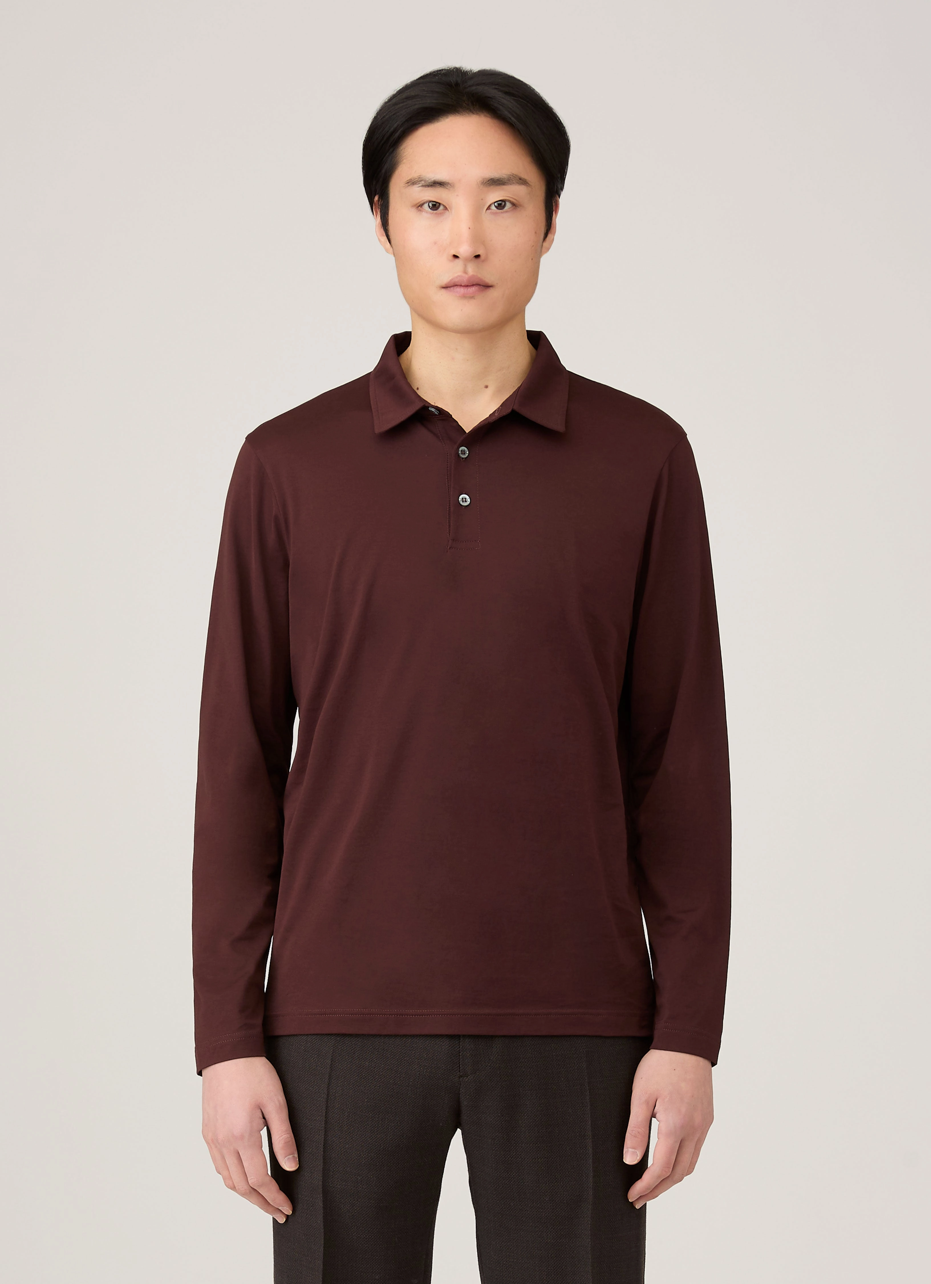 Active Choice Men's Long Sleeve Classic Jersey Polo Shirt in Bakelite