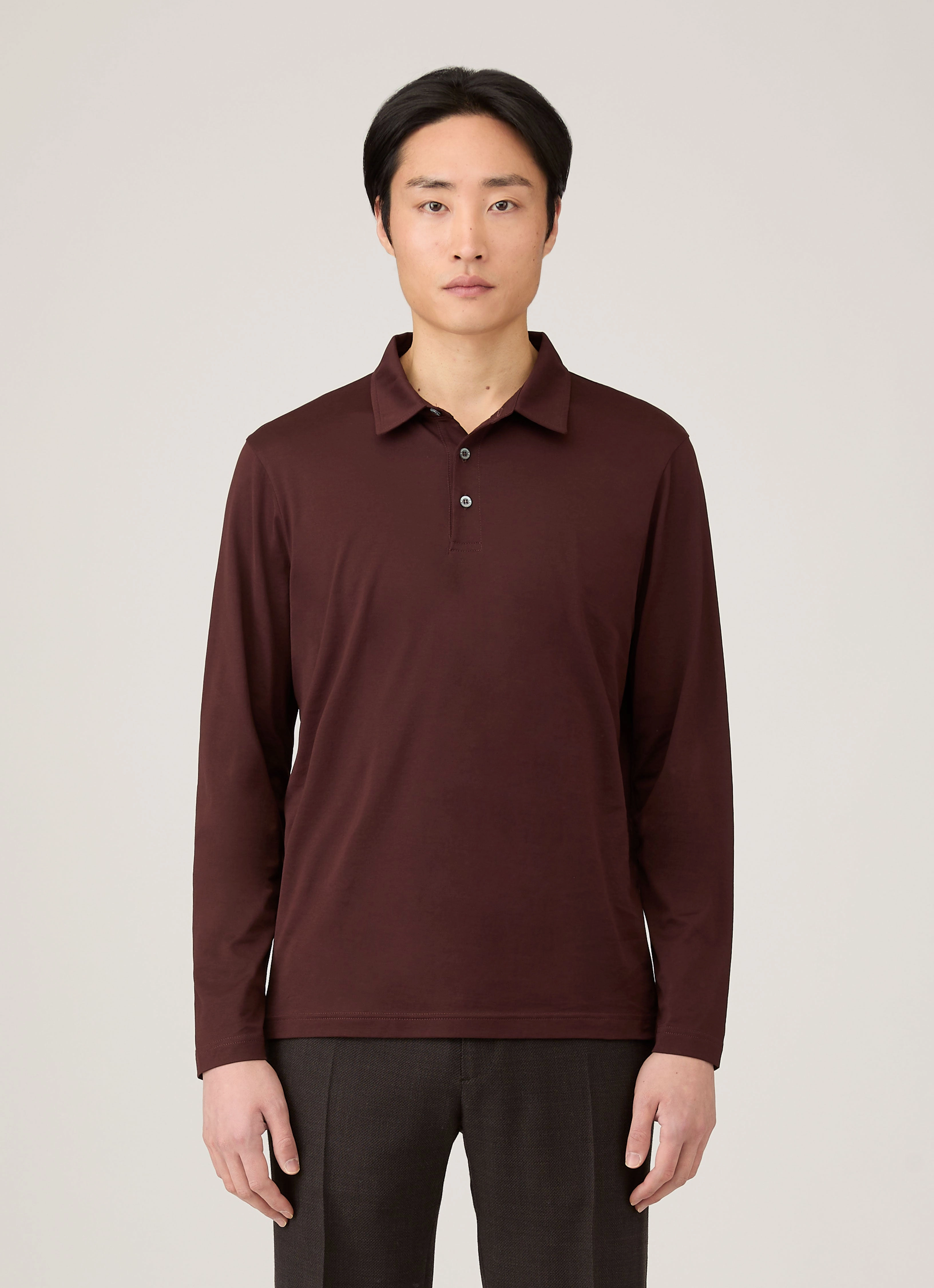 Active Choice Men's Long Sleeve Classic Jersey Polo Shirt in Bakelite