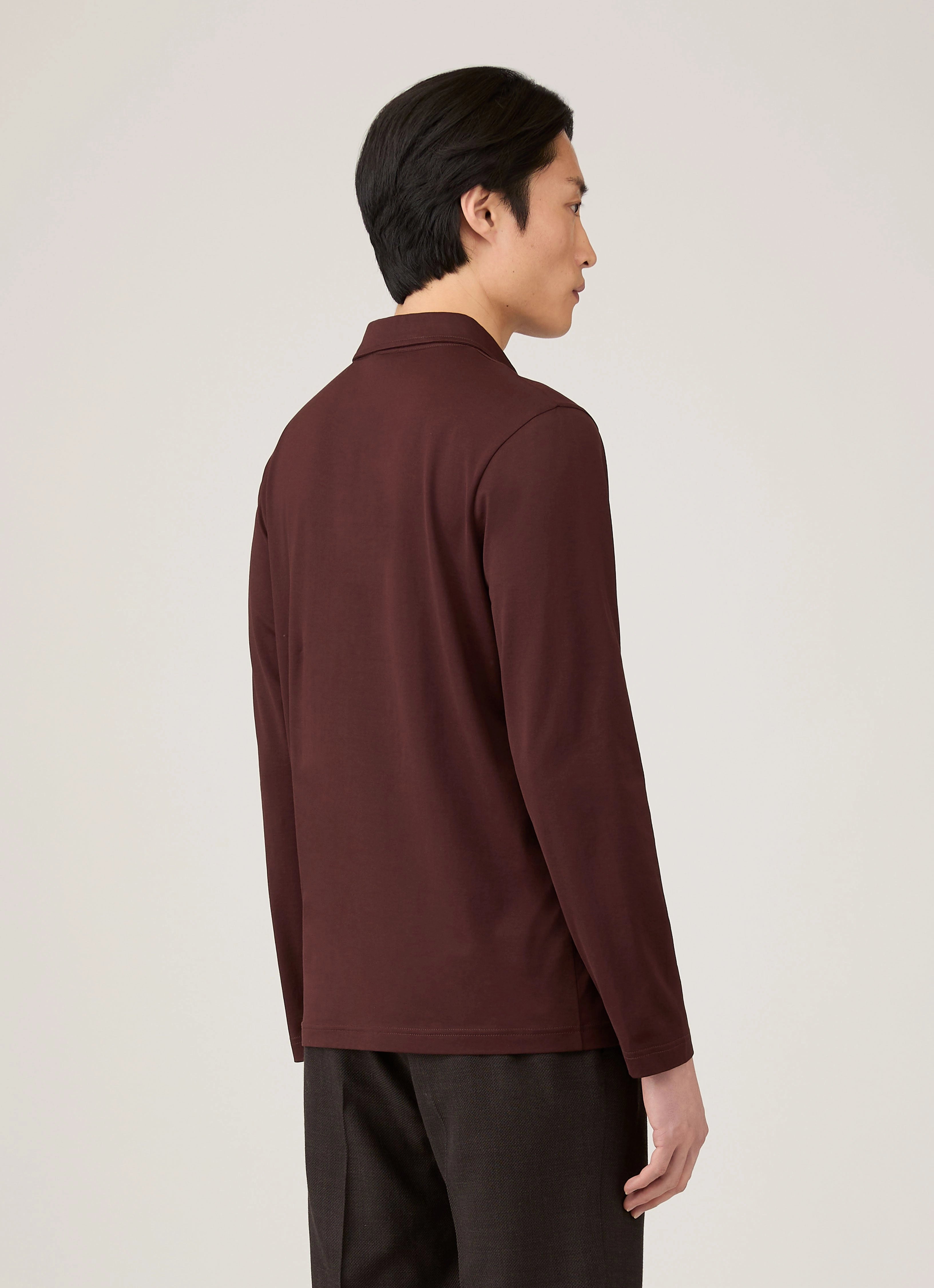 Active Choice Men's Long Sleeve Classic Jersey Polo Shirt in Bakelite