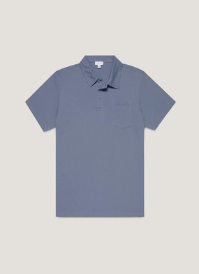 Men's Riviera Polo Shirt in Selvedge Blue Minimal Casual Fashion Casual Look