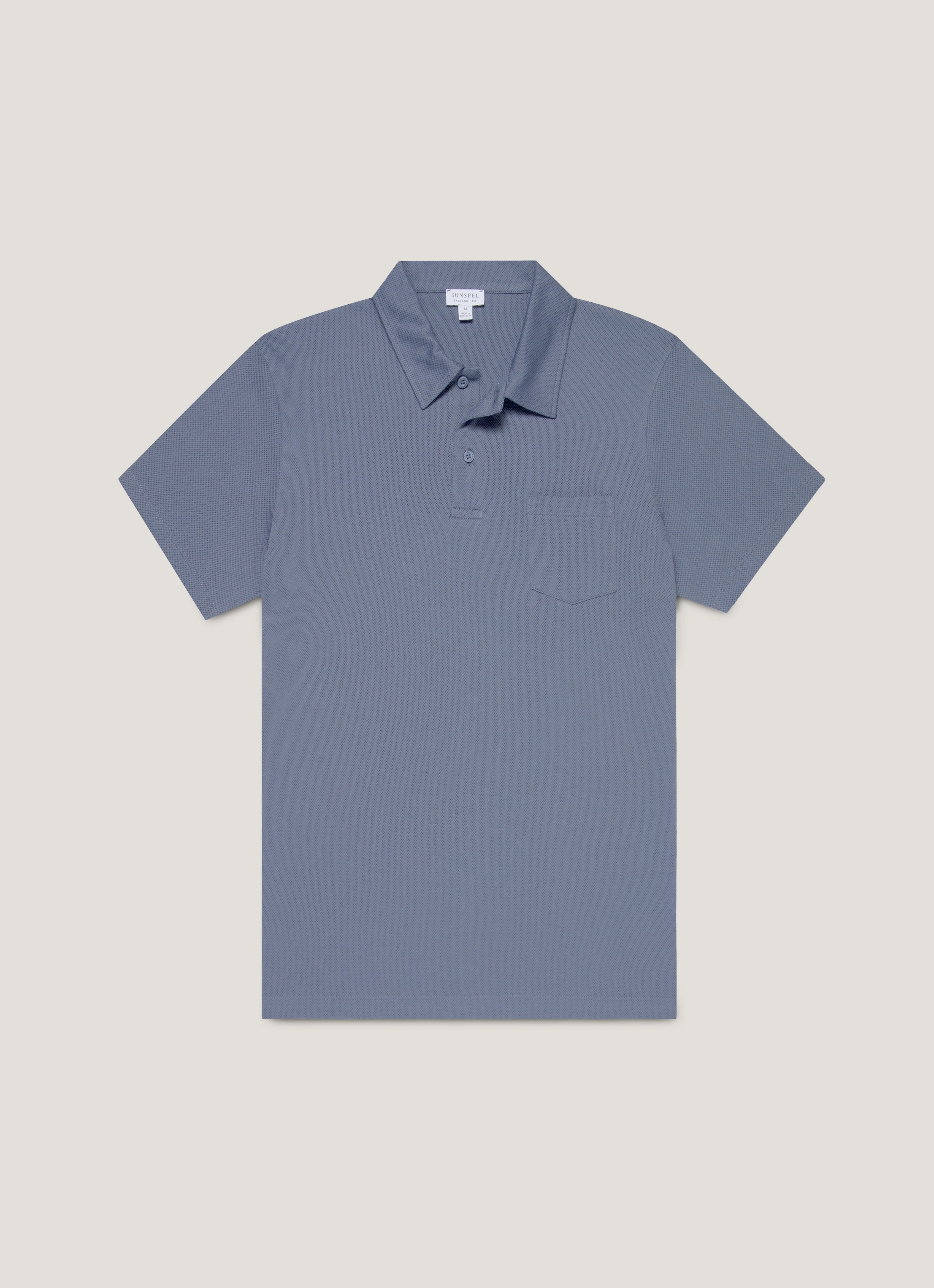 Men's Riviera Polo Shirt in Selvedge Blue Minimal Style Style Polished Style Ready
