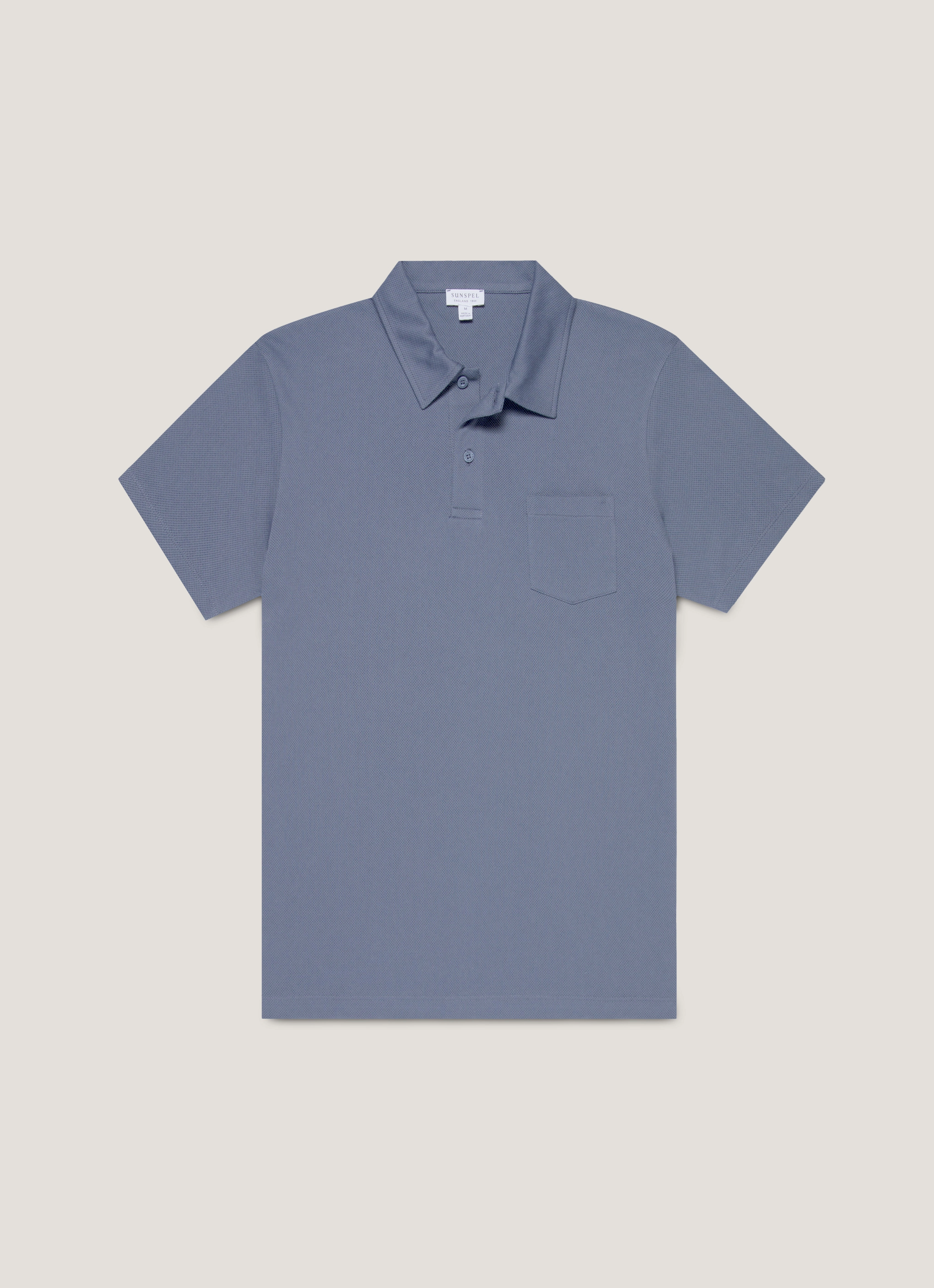 Men's Riviera Polo Shirt in Selvedge Blue Weekend Outfit Look Lifestyle Aura
