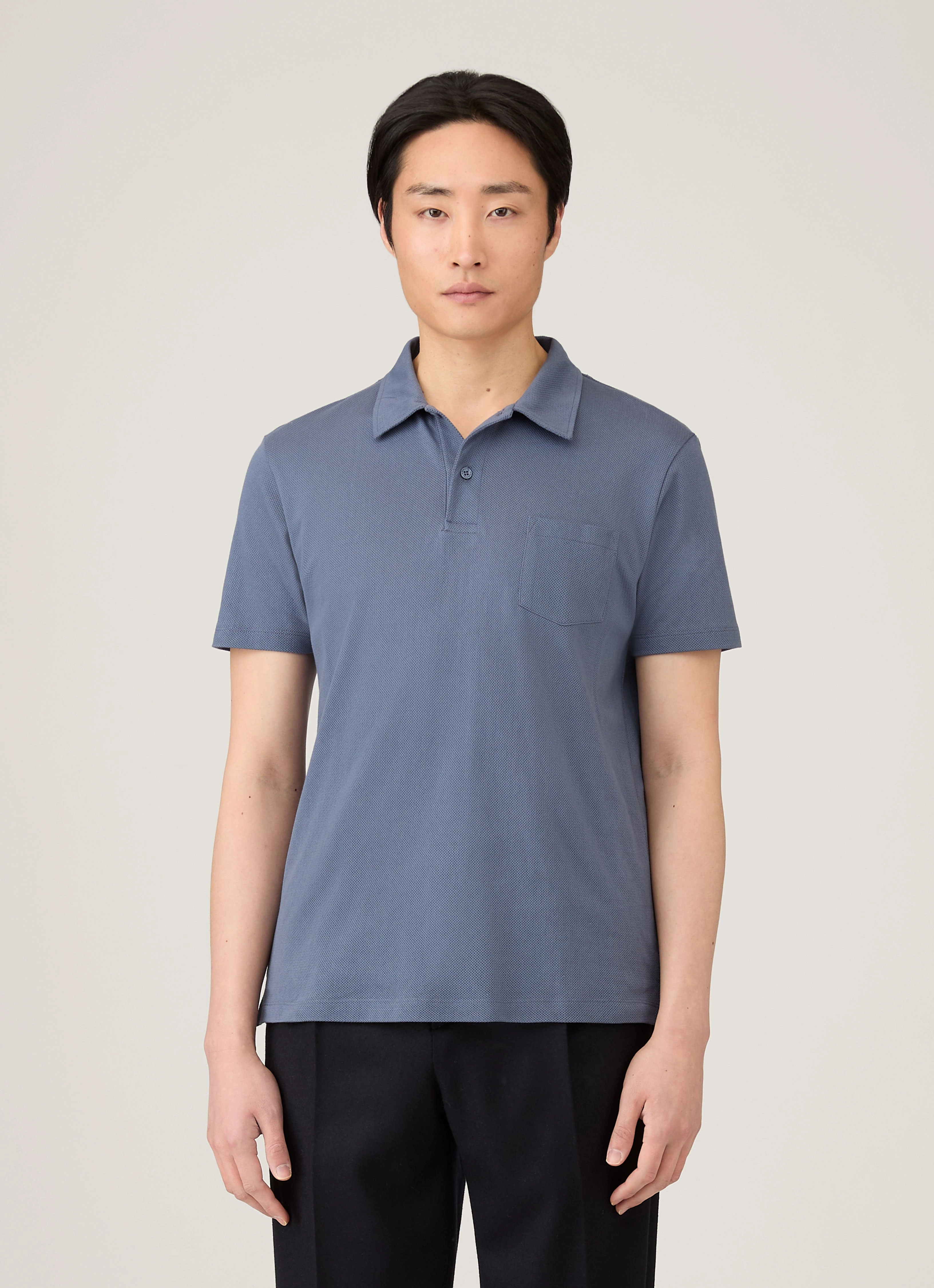 Active Cut Beach Men's Riviera Polo Shirt in Selvedge Blue
