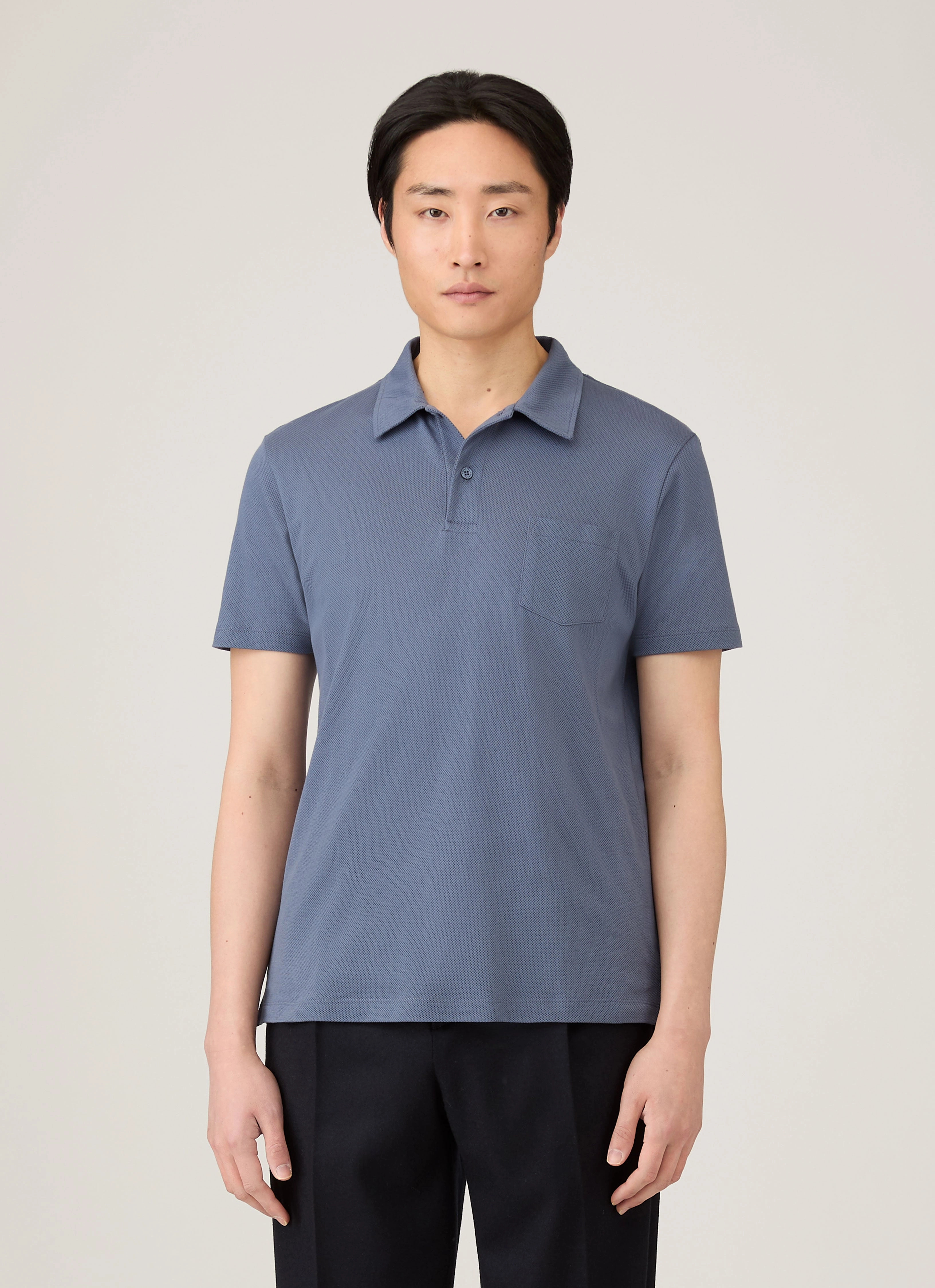 Active Cut Beach Men's Riviera Polo Shirt in Selvedge Blue