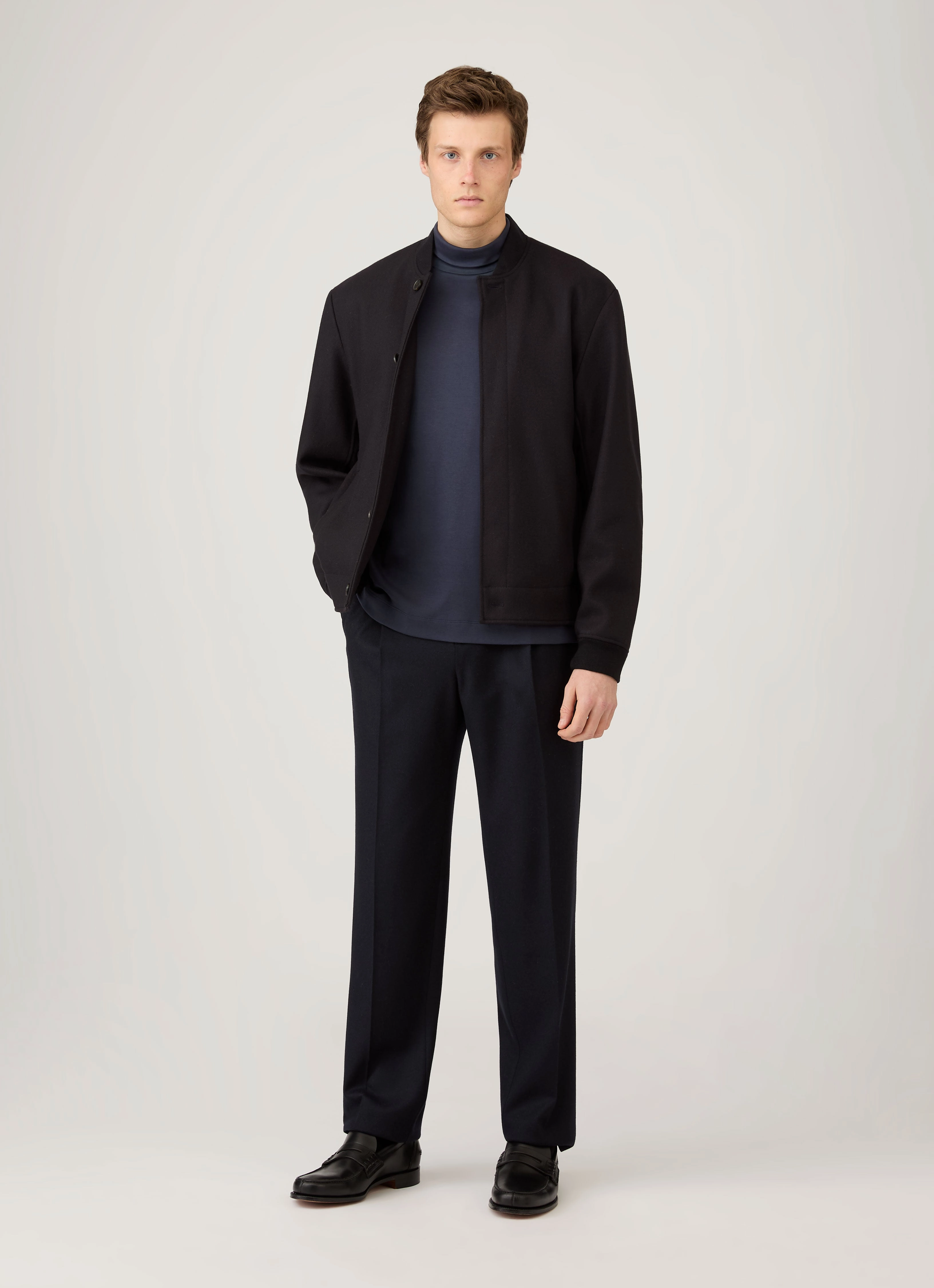 Active Design Men's Roll Neck Heavyweight T-shirt in Navy