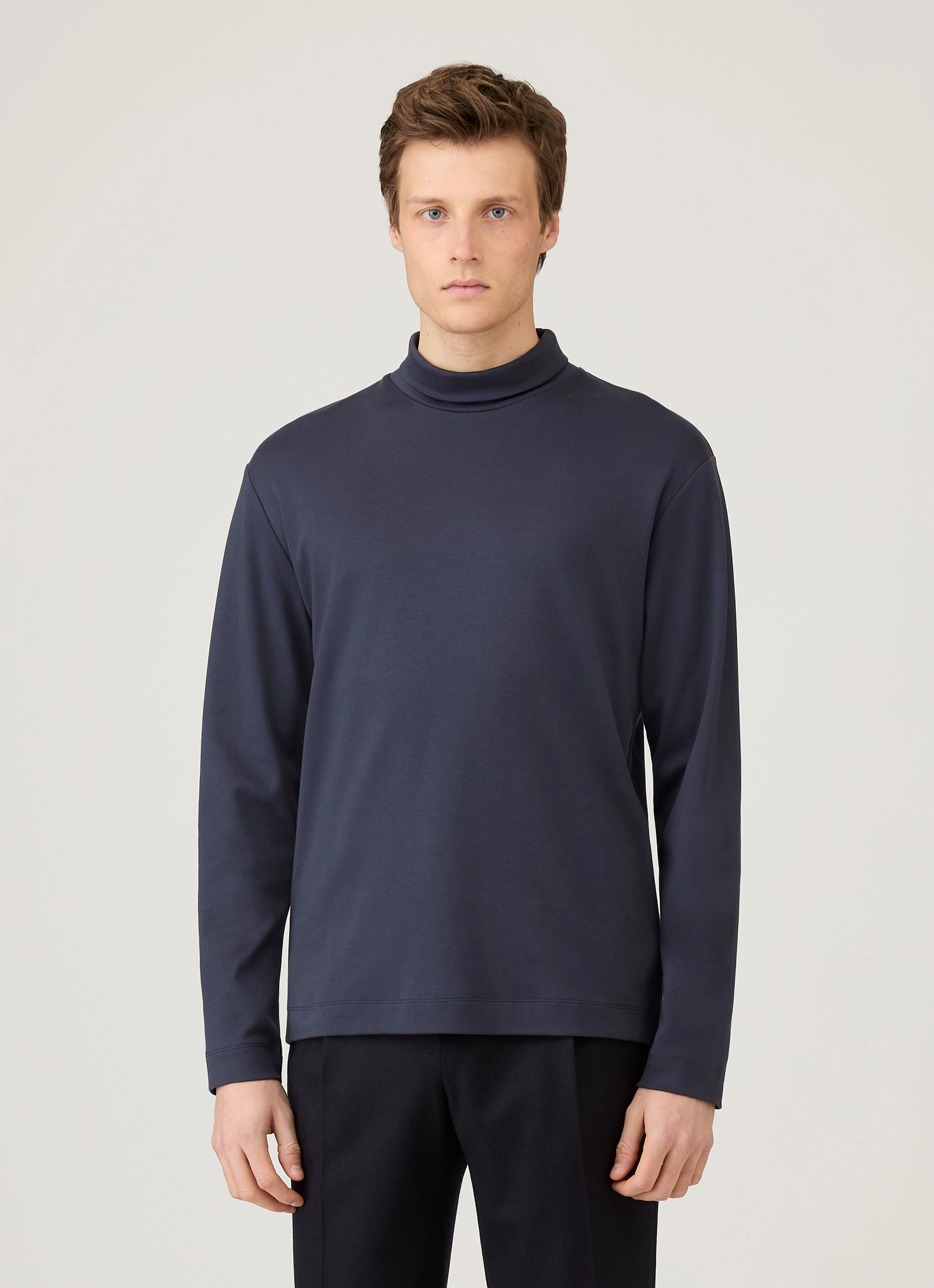 Active Design Men's Roll Neck Heavyweight T-shirt in Navy