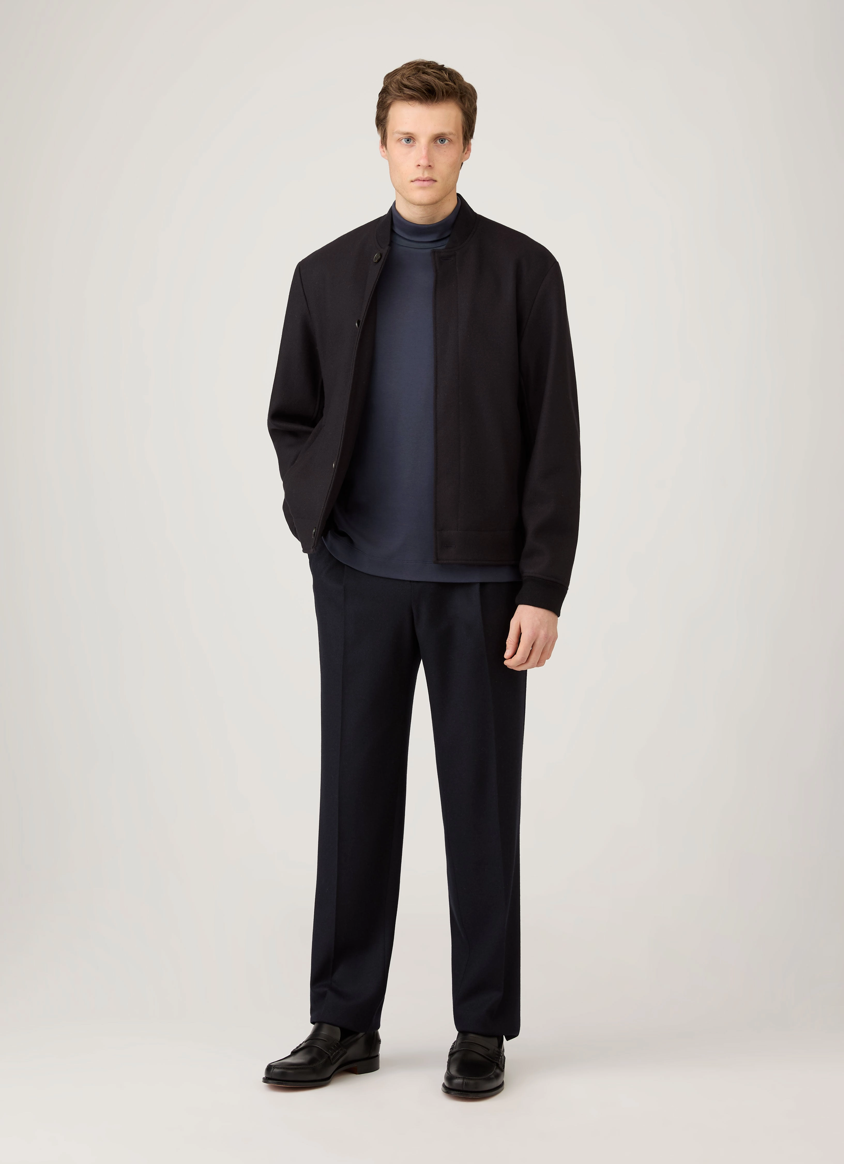 Active Design Men's Roll Neck Heavyweight T-shirt in Navy