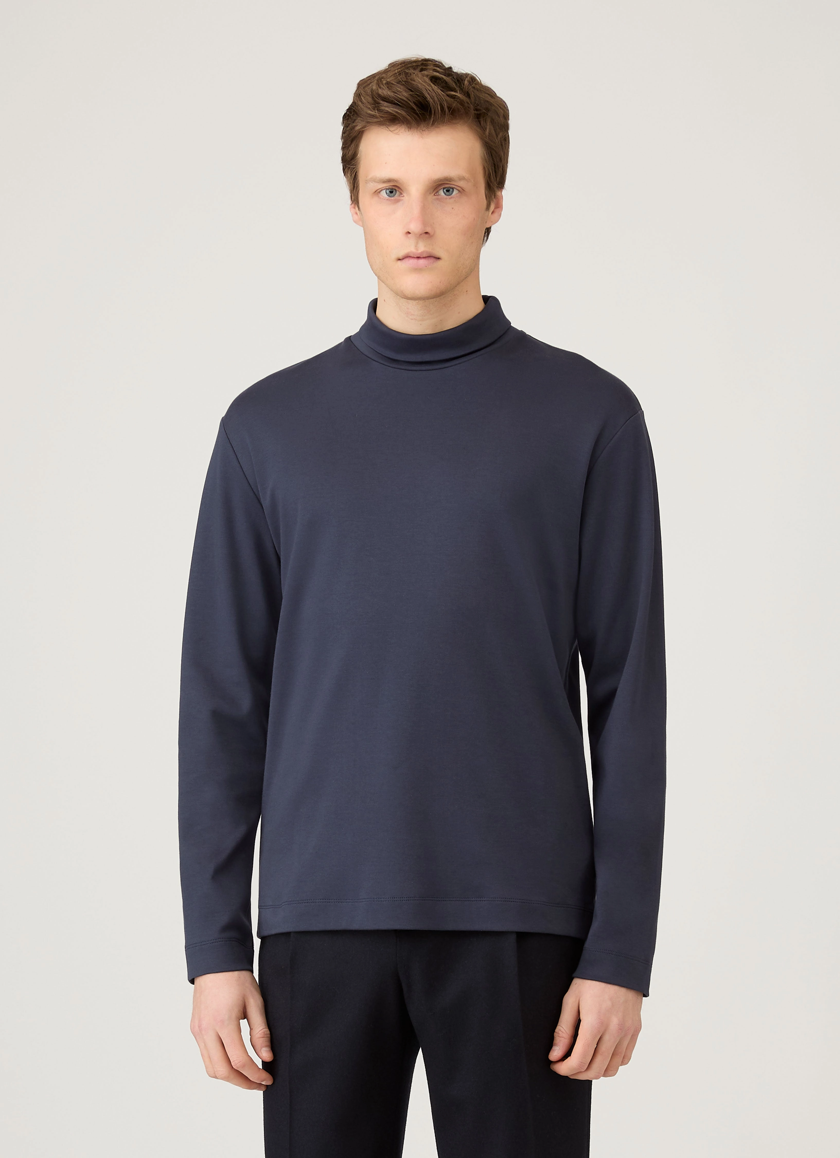 Active Design Men's Roll Neck Heavyweight T-shirt in Navy