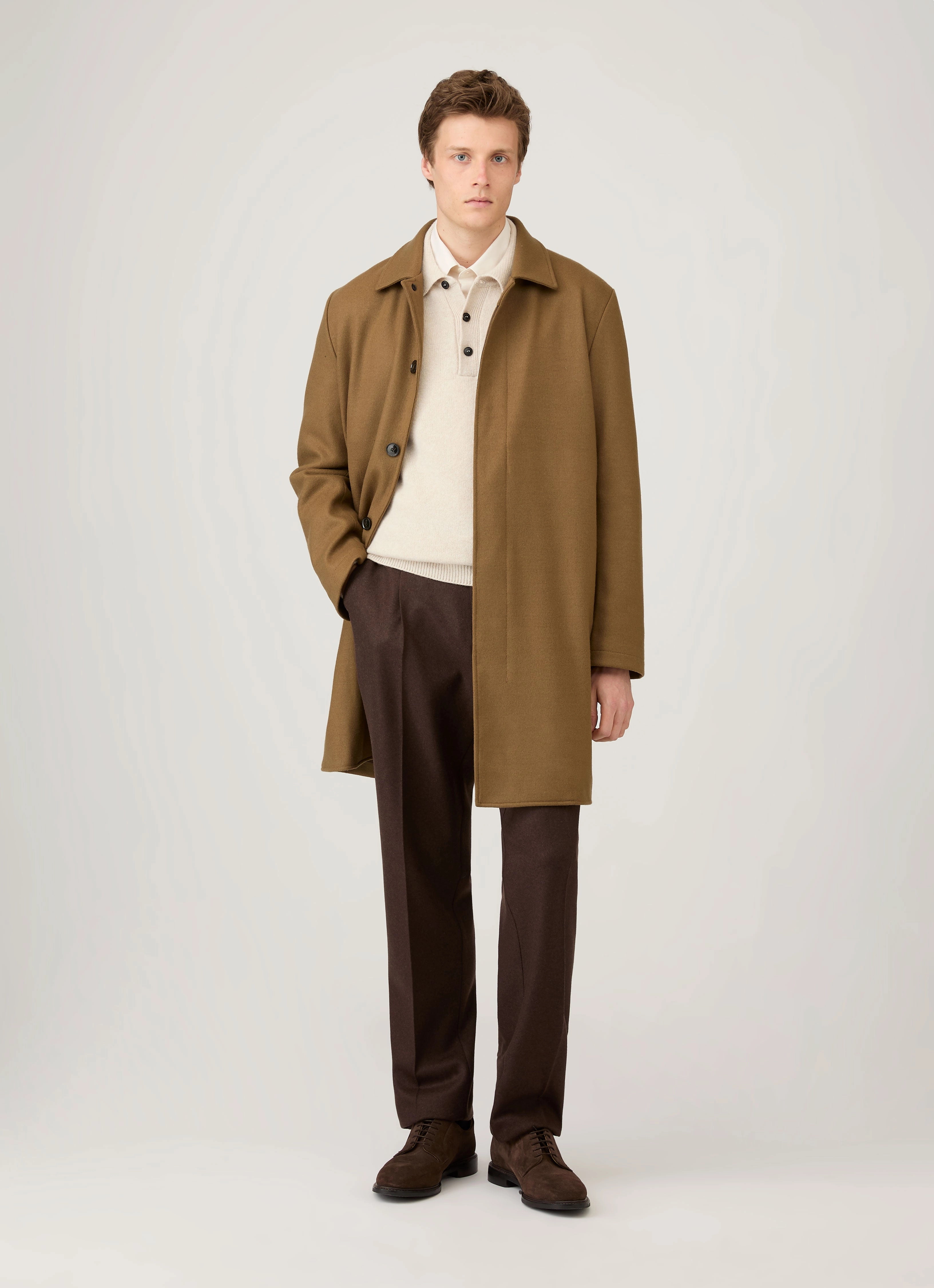 Active Gear Men's Lambswool Polo Shirt in Oatmeal Melange