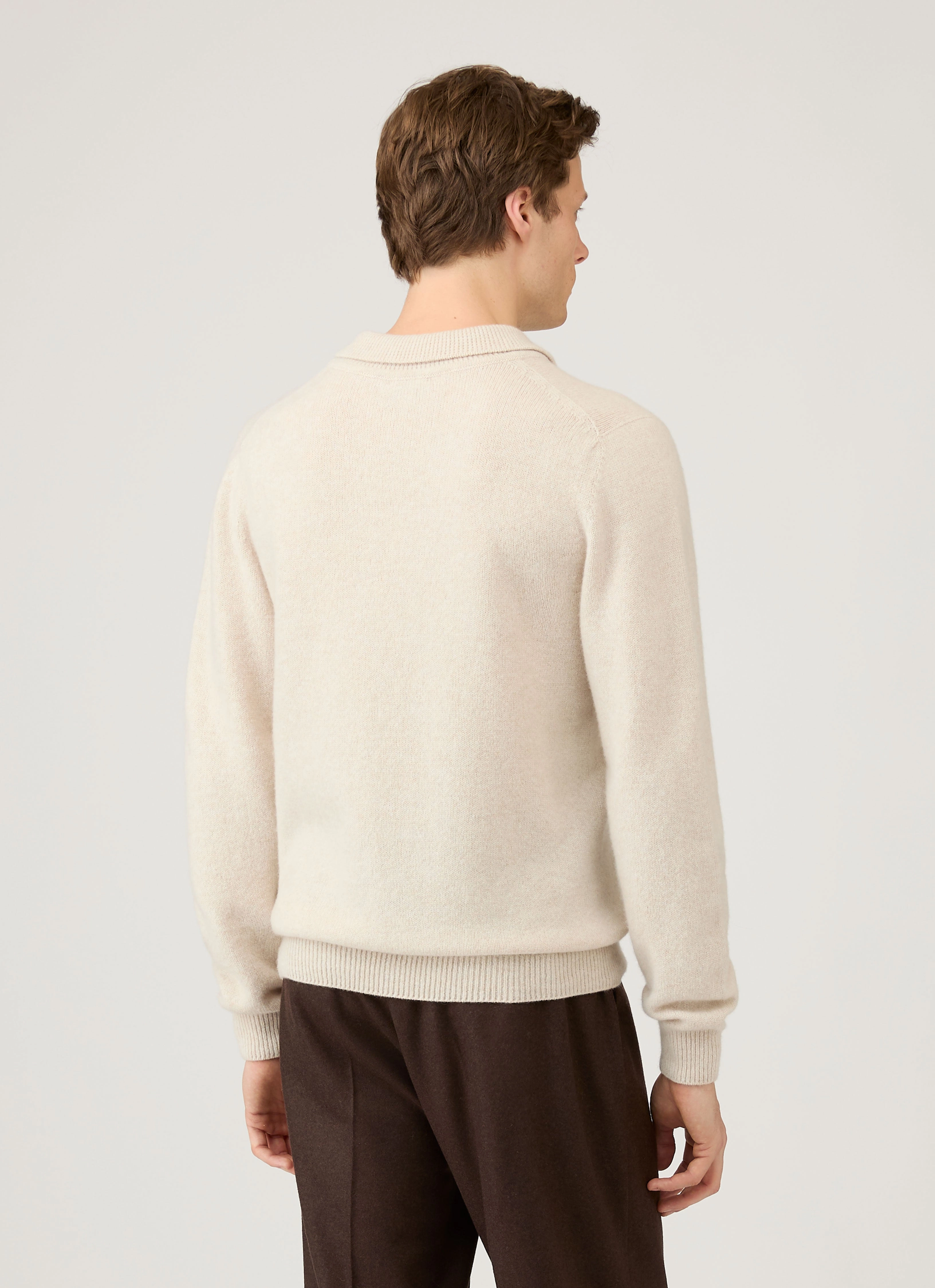 Active Gear Men's Lambswool Polo Shirt in Oatmeal Melange