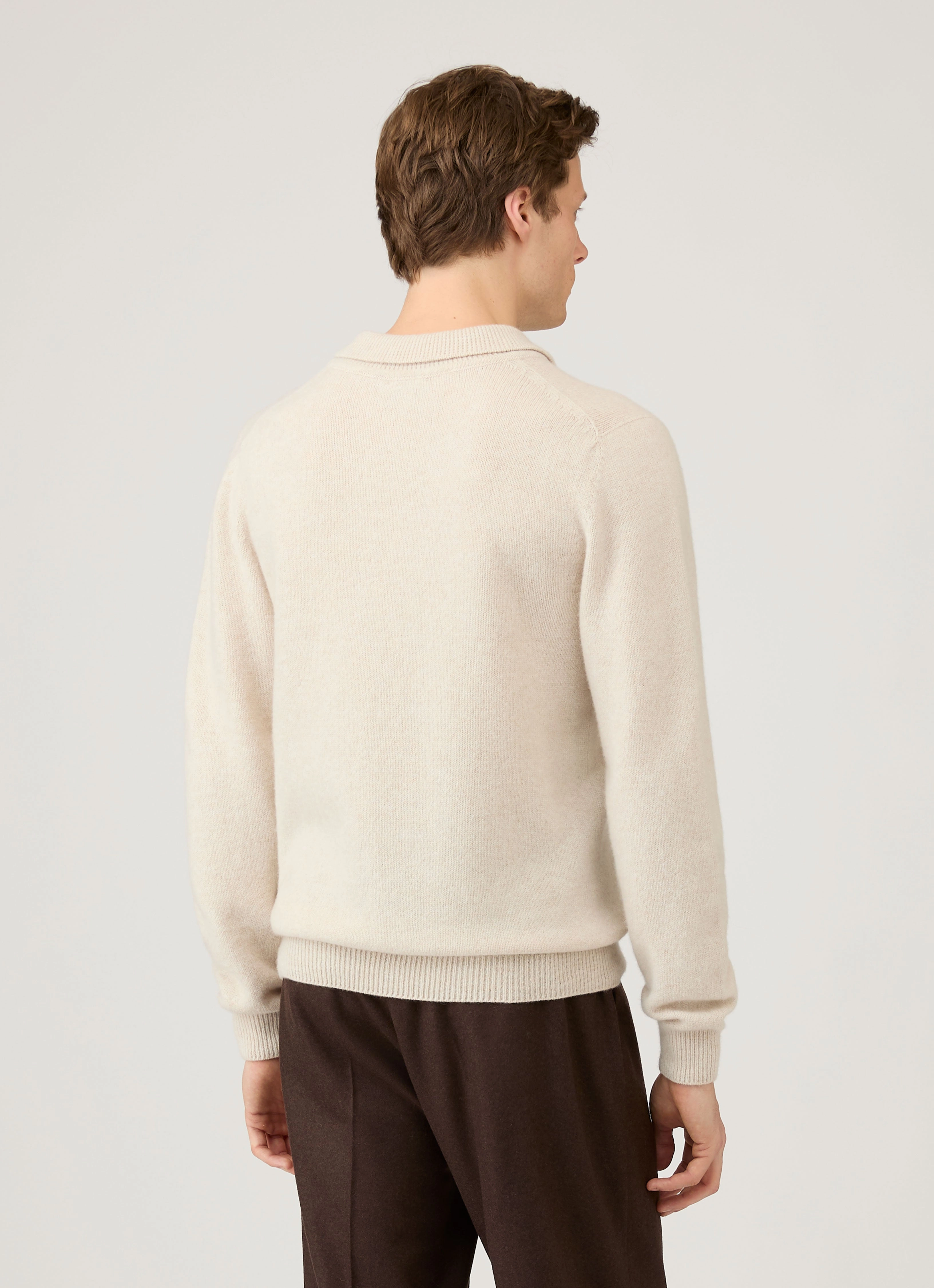 Active Gear Men's Lambswool Polo Shirt in Oatmeal Melange