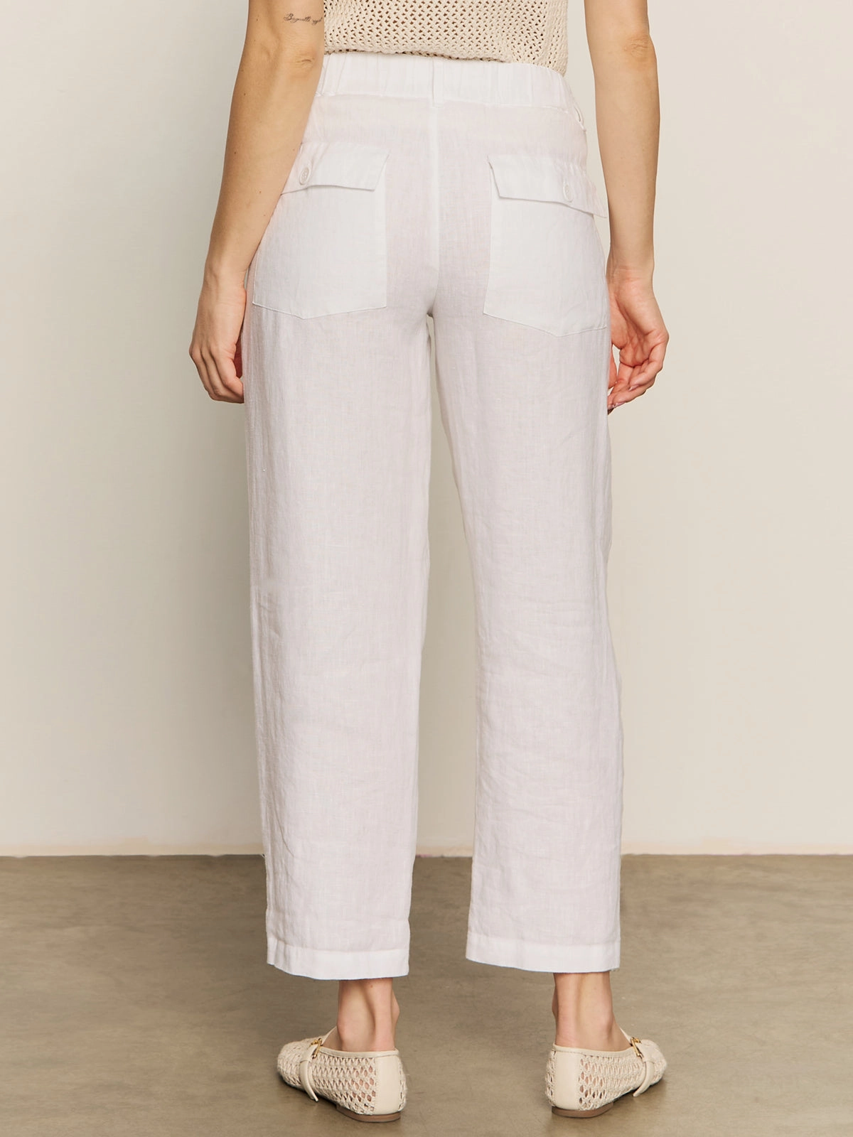 Affordable Relaxed Linen Cruiser Semi High Rise Pant Bleached White