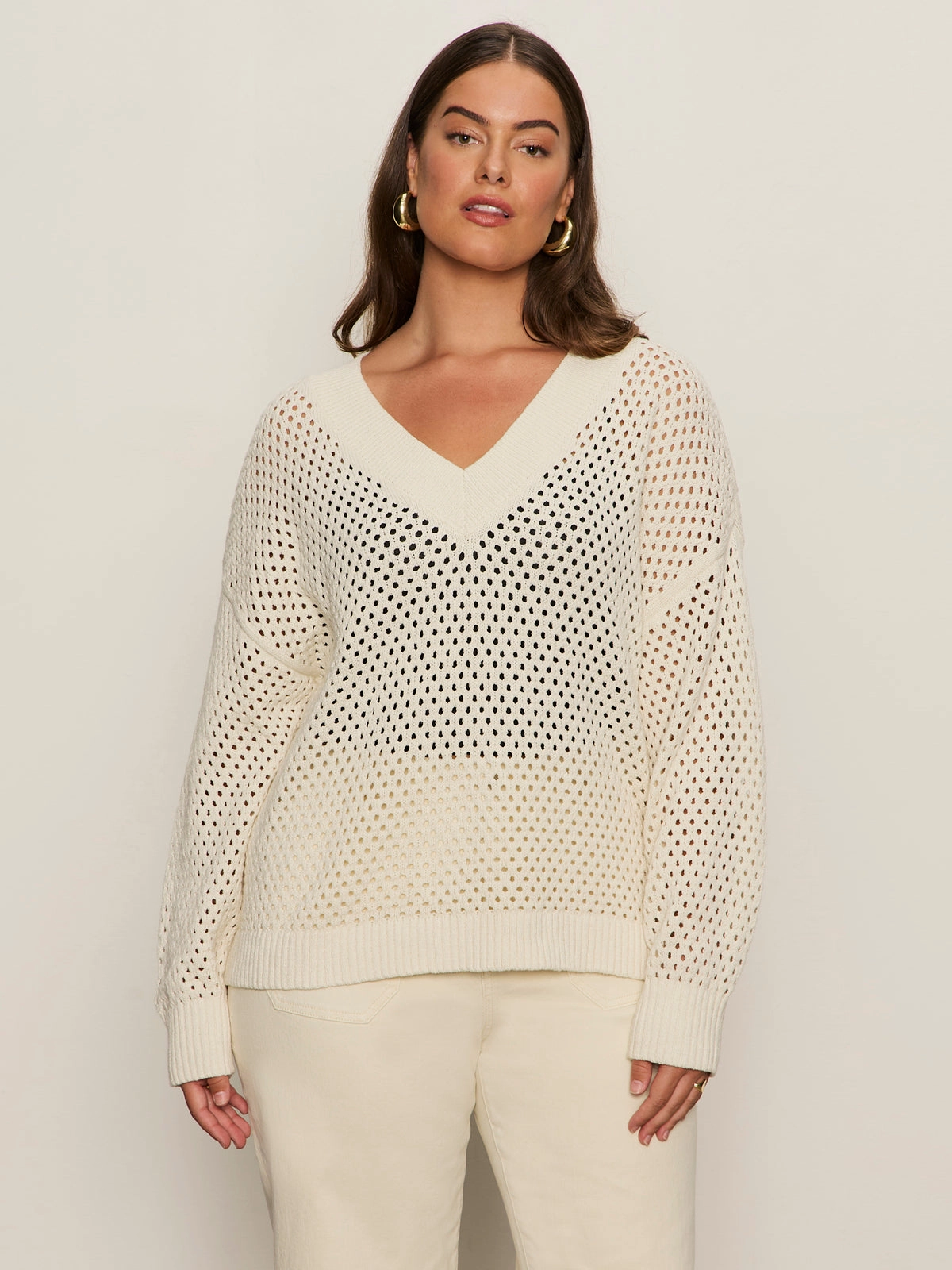 Airy Openwork Sweater Macrame Extended Sizing Chic Design
