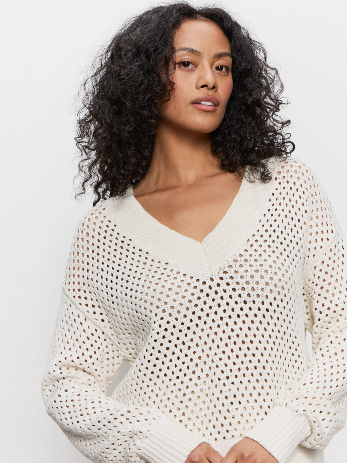 Airy Openwork Sweater Macrame Fashionable Wear