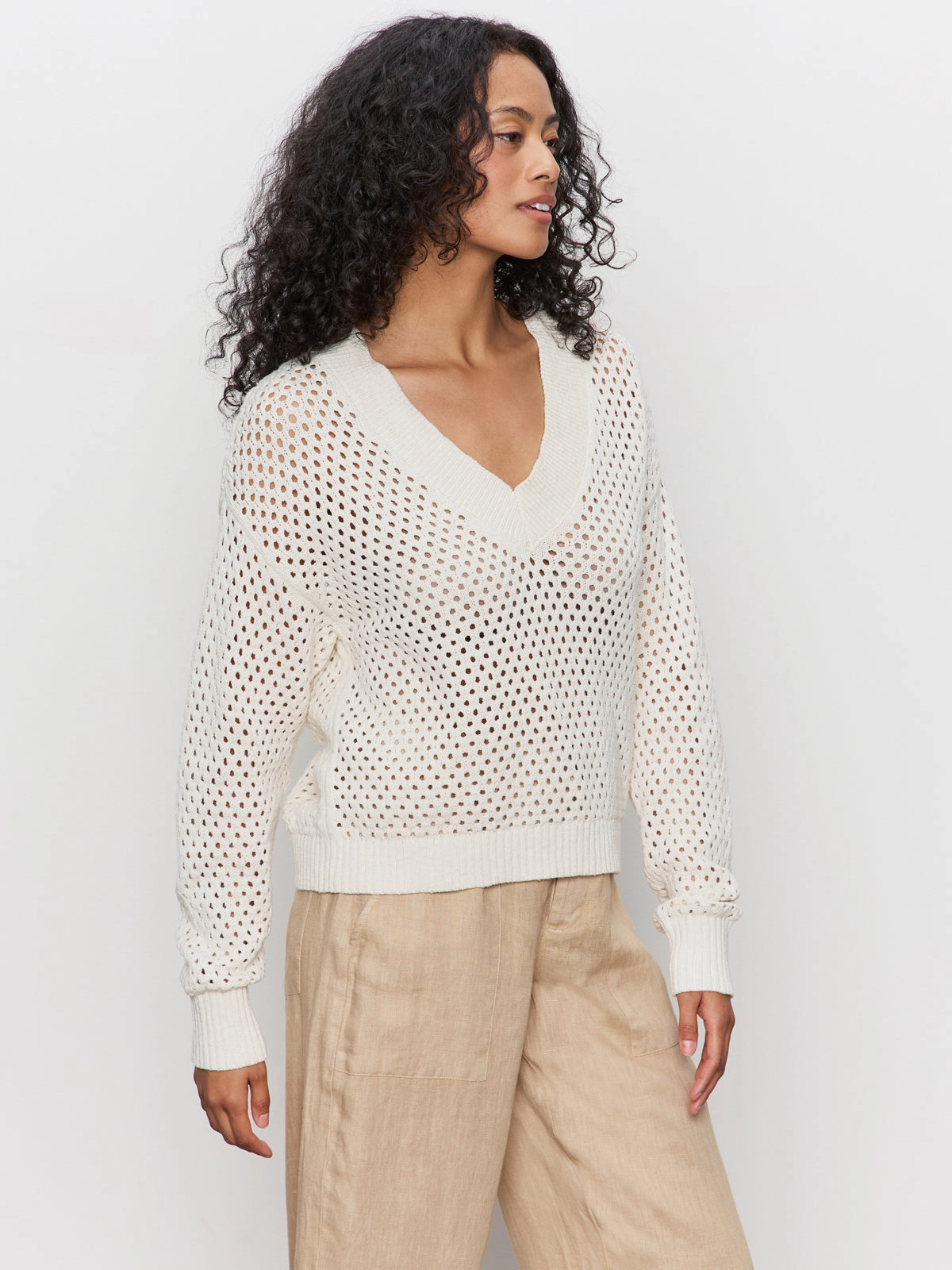 Airy Openwork Sweater Macrame Fashionable Wear