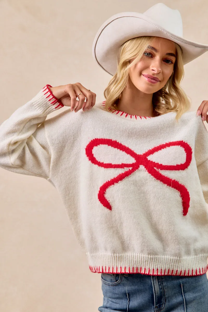 Shawl Lapel Evening Out IT4709-01 | RIBBON DROP SHOULDER SWEATER TOP