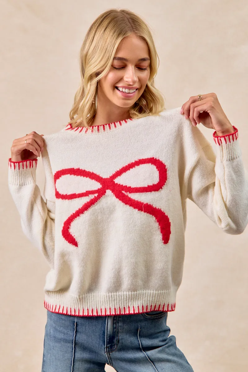IT4709-01 | RIBBON DROP SHOULDER SWEATER TOP All Seasons