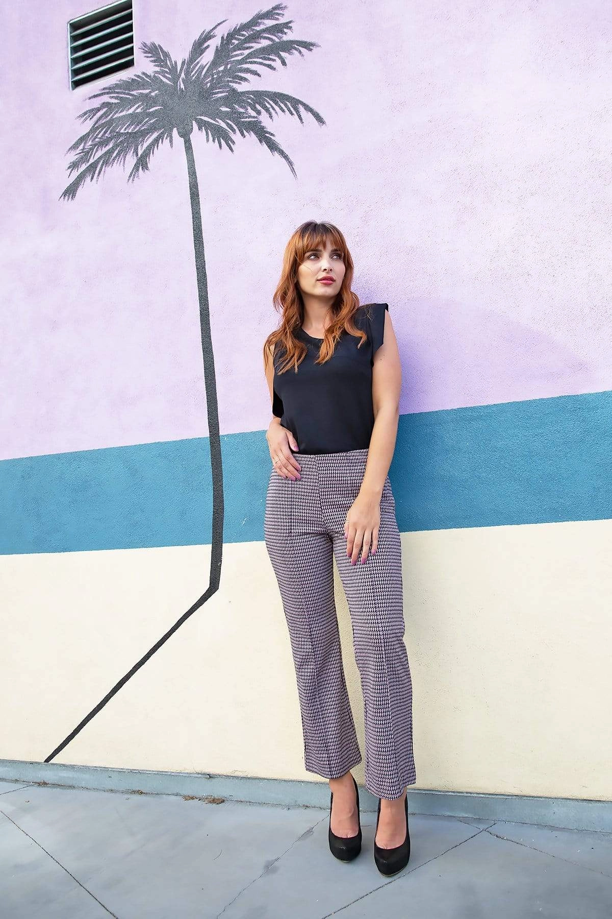 Eva Franco Pants Houndstooth Flare Pants
