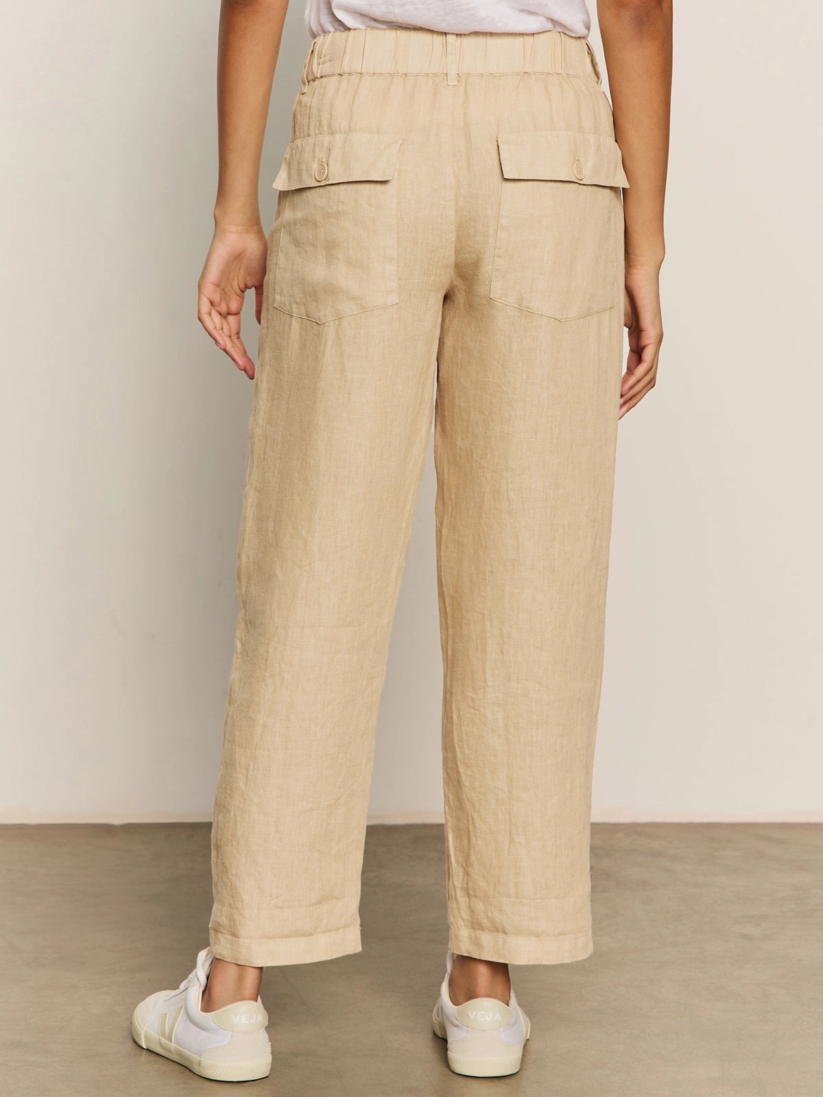 All-Day Wear Relaxed Linen Cruiser Semi High Rise Pant Sandstone