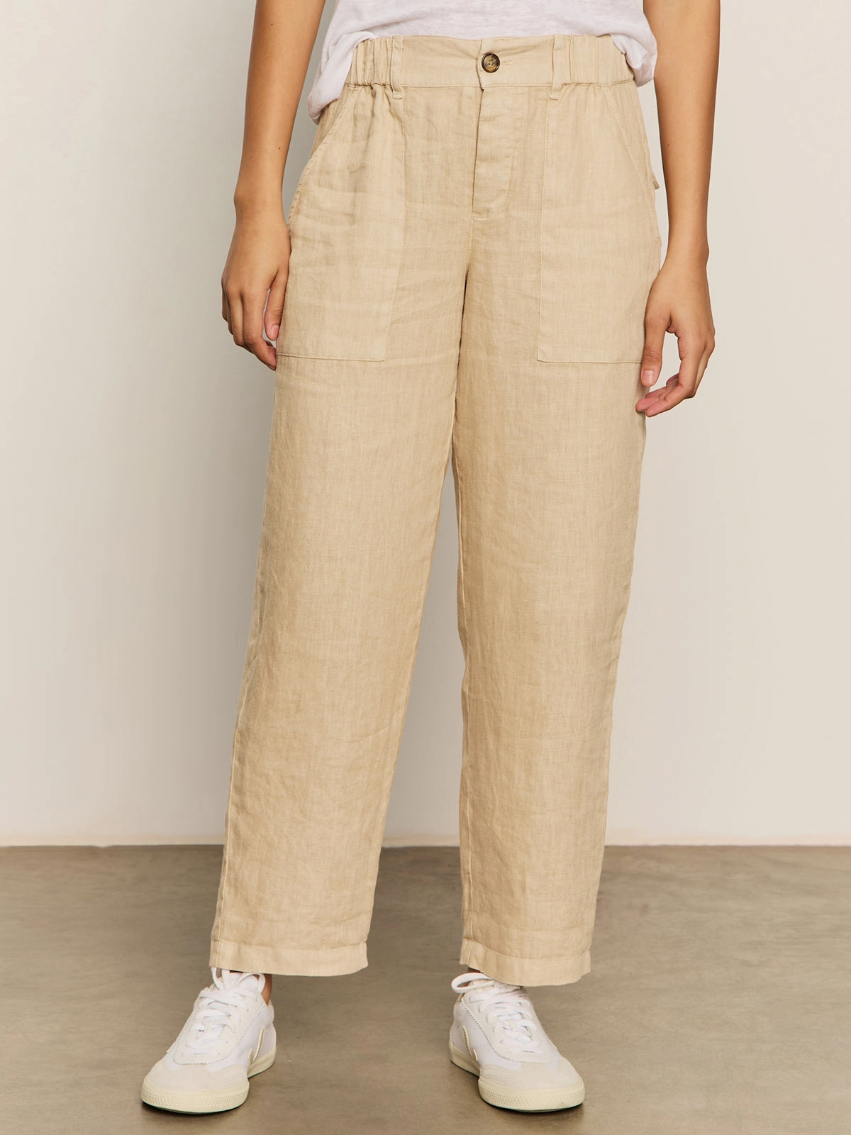 Smart Style Relaxed Linen Cruiser Semi High Rise Pant Sandstone