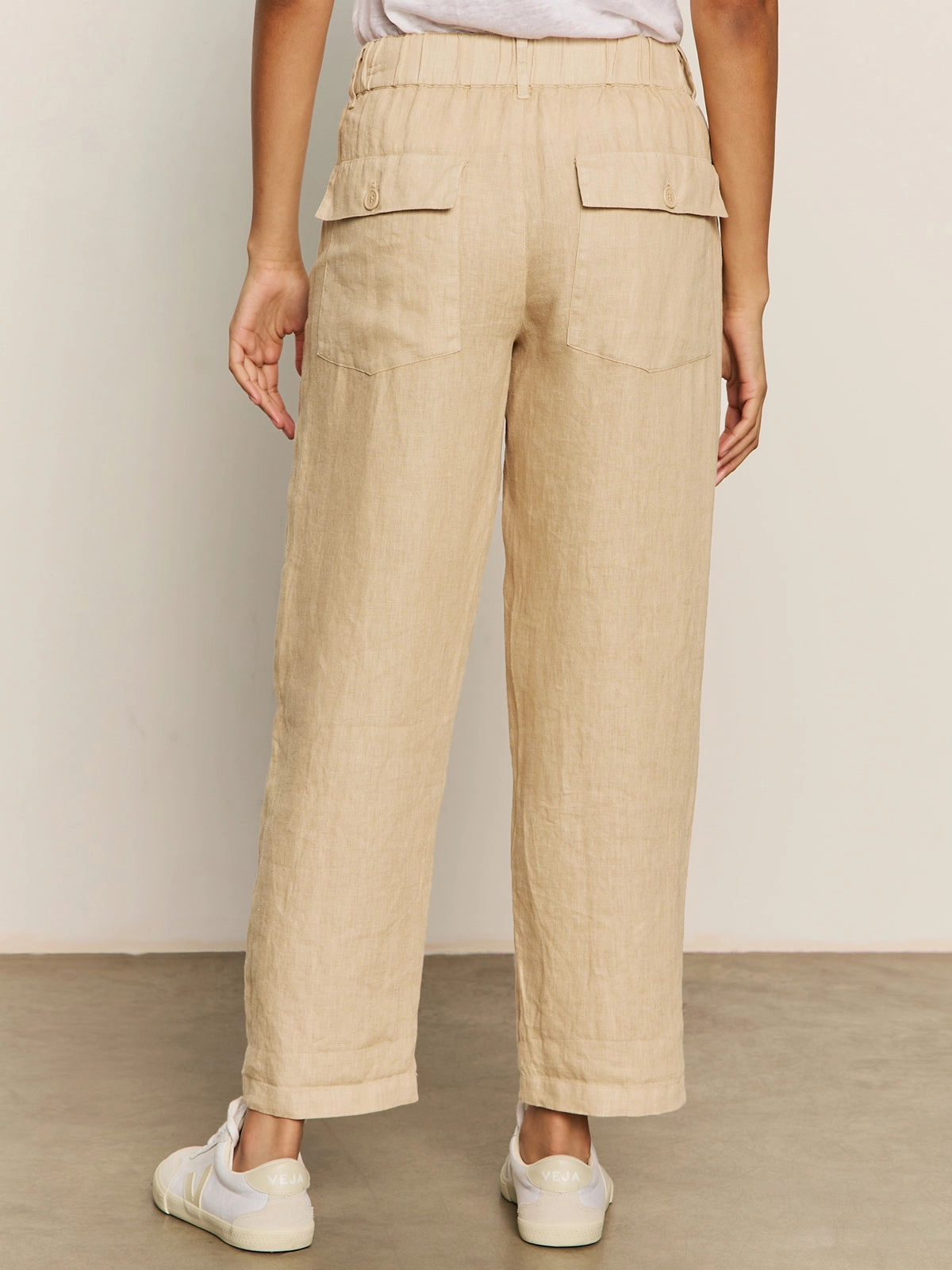All-Day Wear Relaxed Linen Cruiser Semi High Rise Pant Sandstone