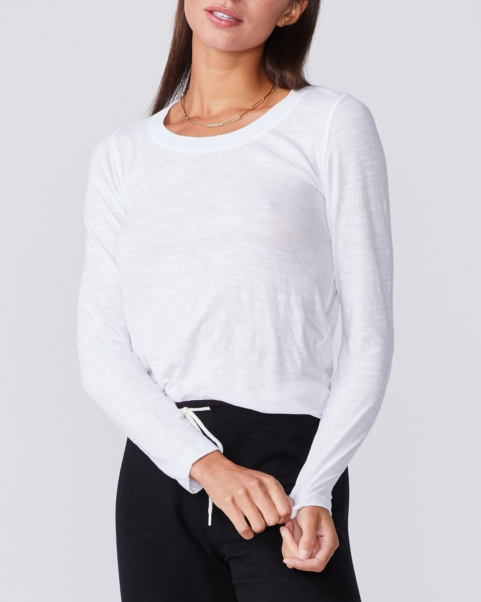 All-Day Wear Textured Tri-Blend Fitted Long Sleeve Crew