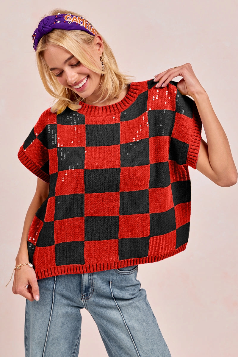 IP9541S-13 | GAMEDAY THEME SEQUIN ALL-OVER SWEATER TOP Day To Night Wear