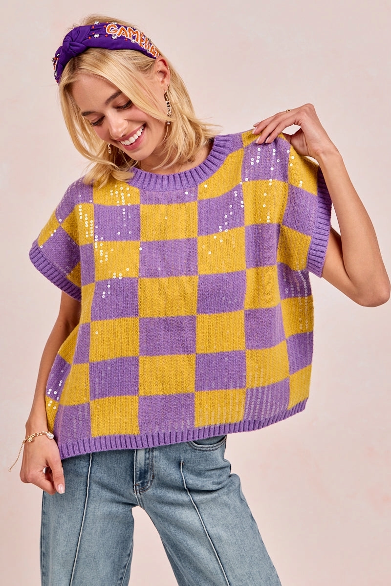 Comfy Street Piece Daily Wear IP9541S-13 | GAMEDAY THEME SEQUIN ALL-OVER SWEATER TOP