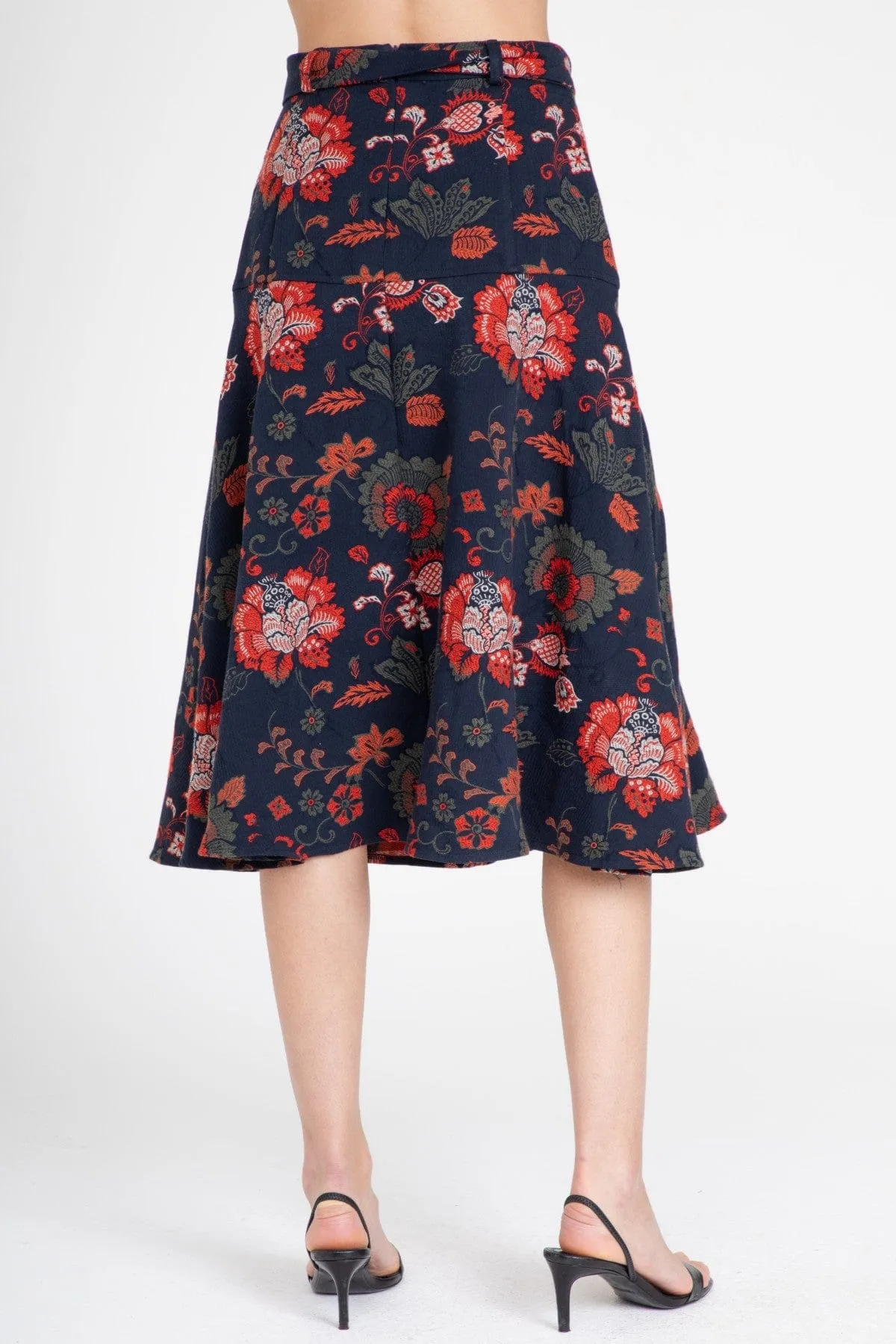 Allas Skirt ?C Sapphire Damask Front Slit