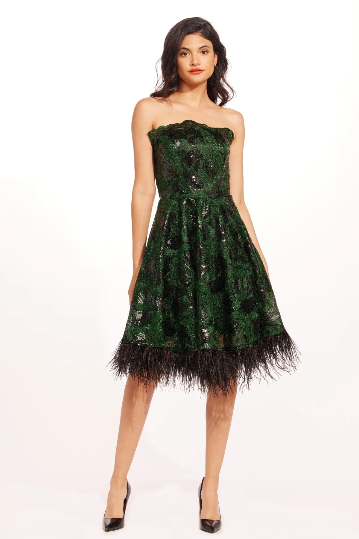 Alma Strapless Midi Dress - Christmas Green Boho Aesthetic