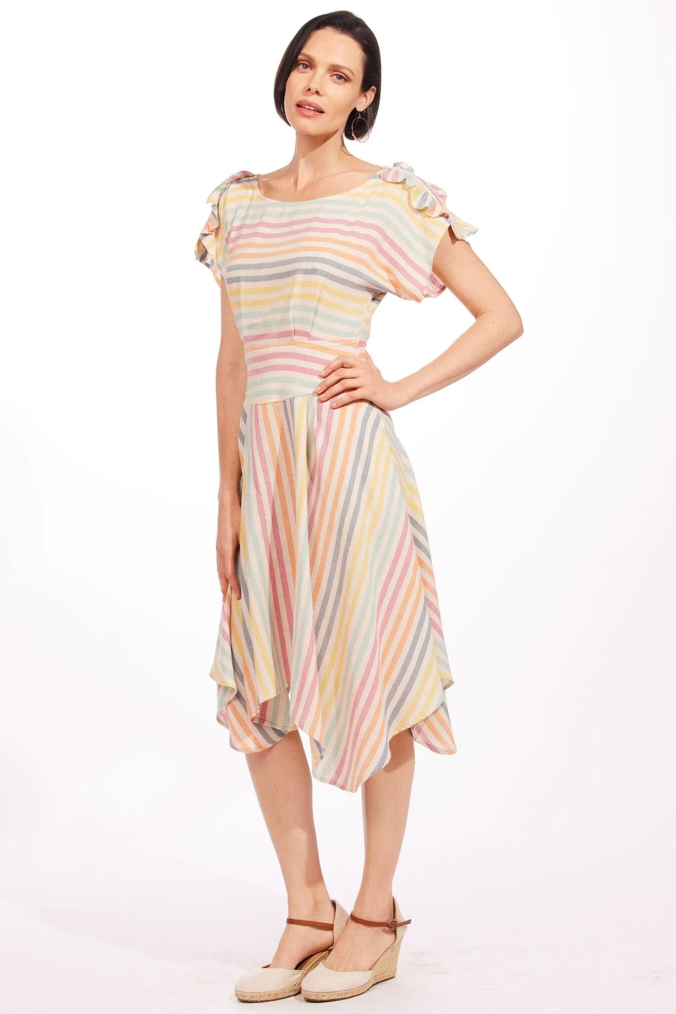 Amara Dress - Malta Stripe Silver Shine