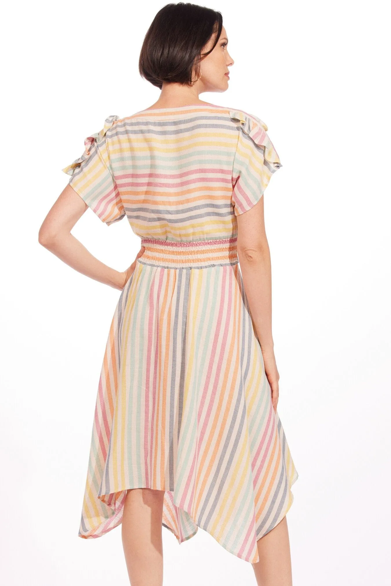 Amara Dress - Malta Stripe Silver Shine