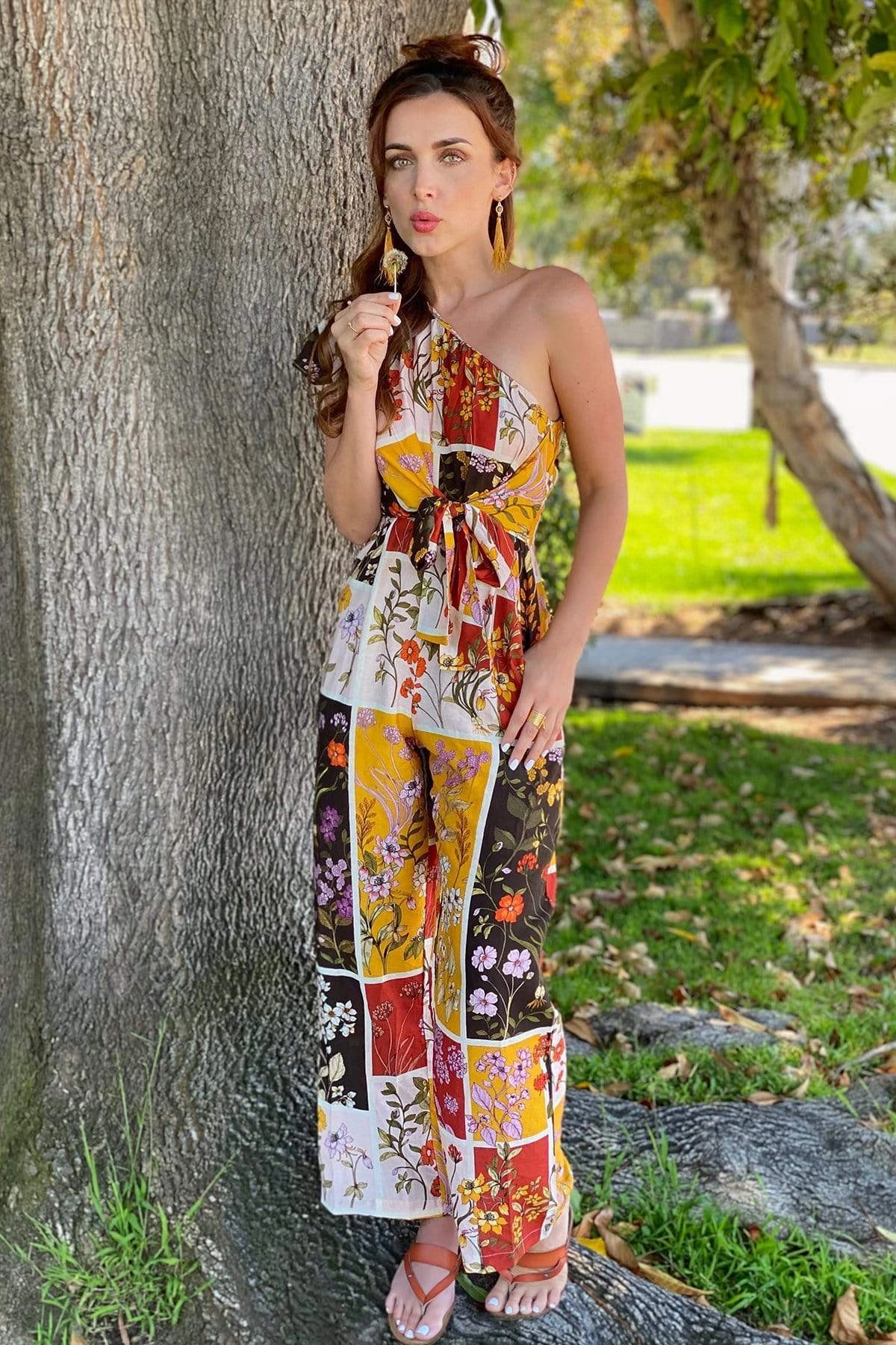 Indoor Cool Weekend Adult Amir Jumpsuit - Floral Patchwork