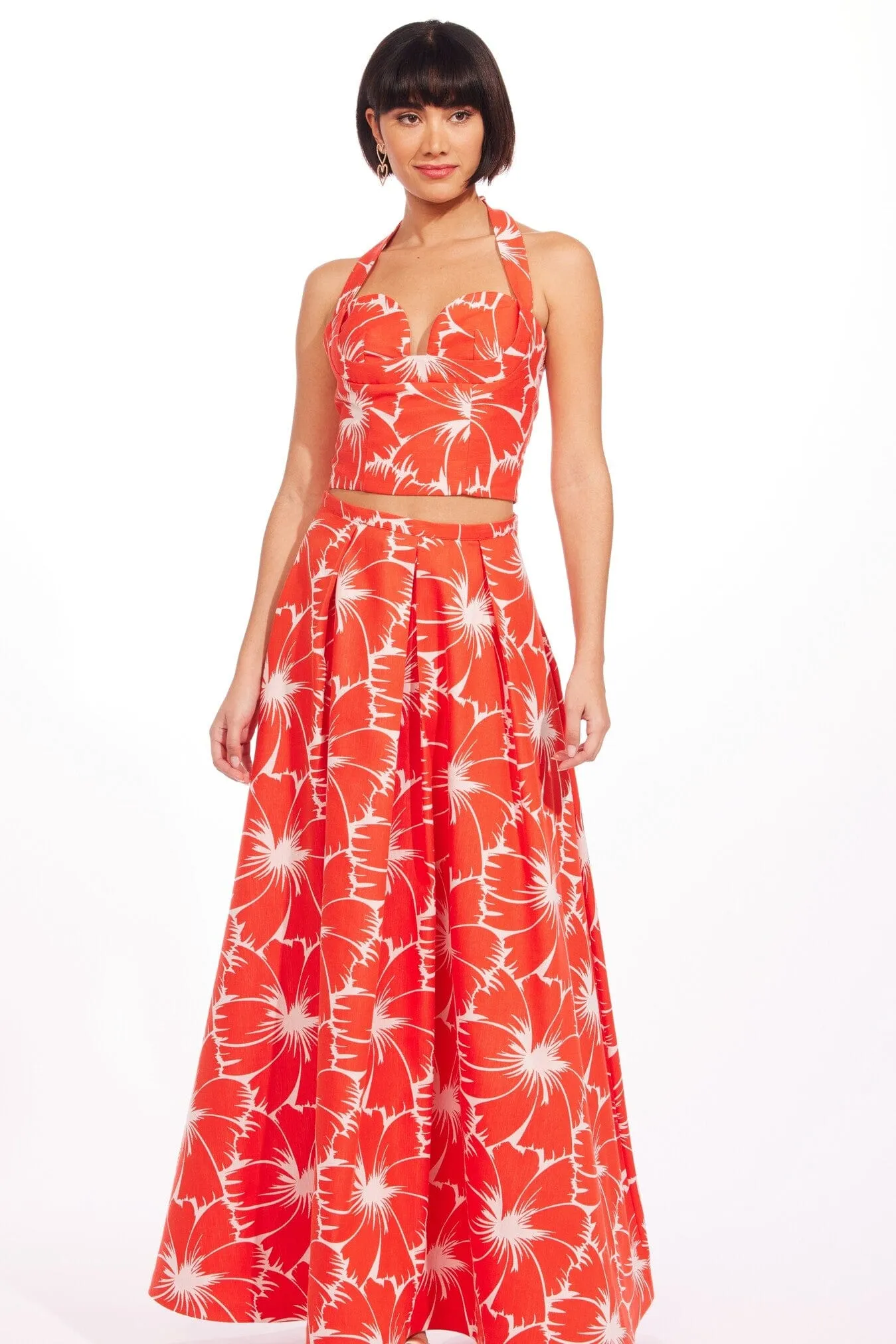 Anova Skirt-Scarlet Bloom Crisp Design