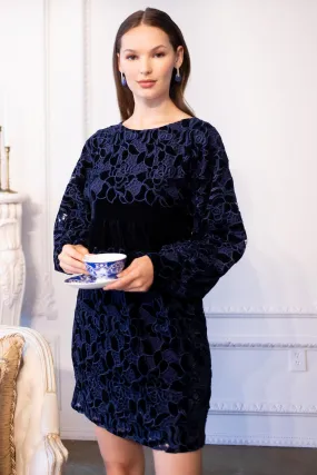 Relaxed Fashion Comfortable work-to-play dress Antonia Dress - Navy Petal Velvet