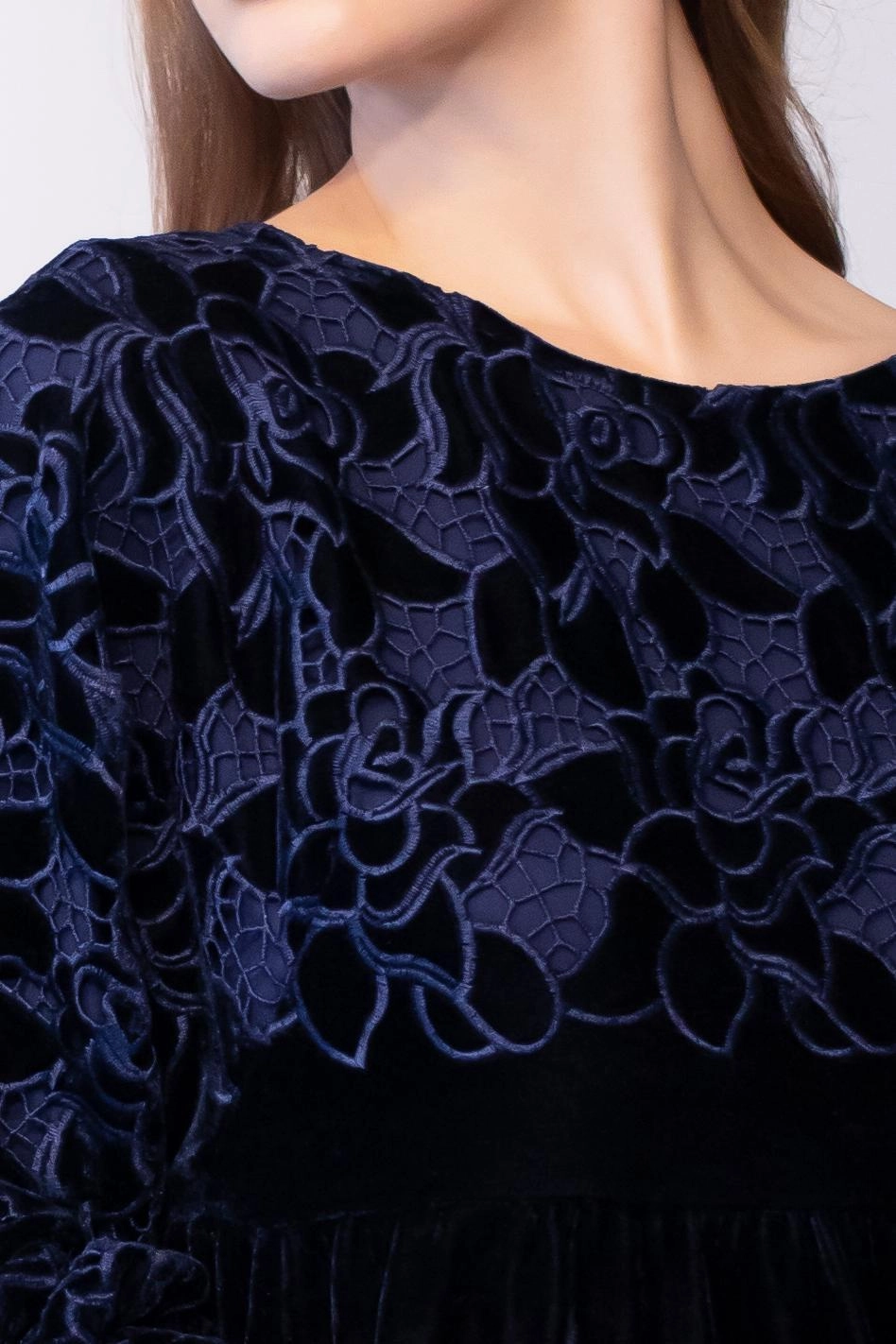 Antonia Dress - Navy Petal Velvet Designer Select