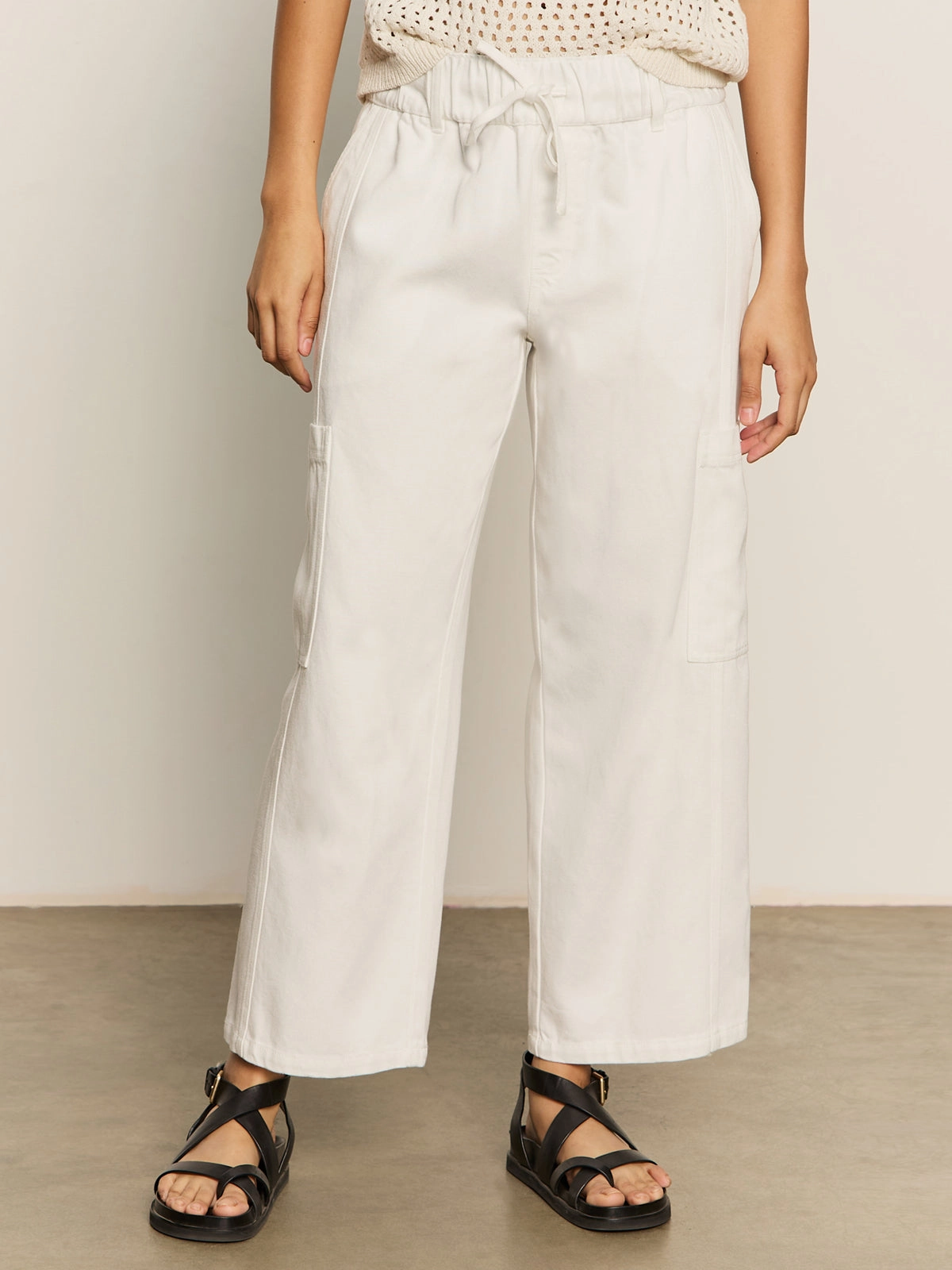 Area Standard Rise Pant Bleached White cotton material striped element