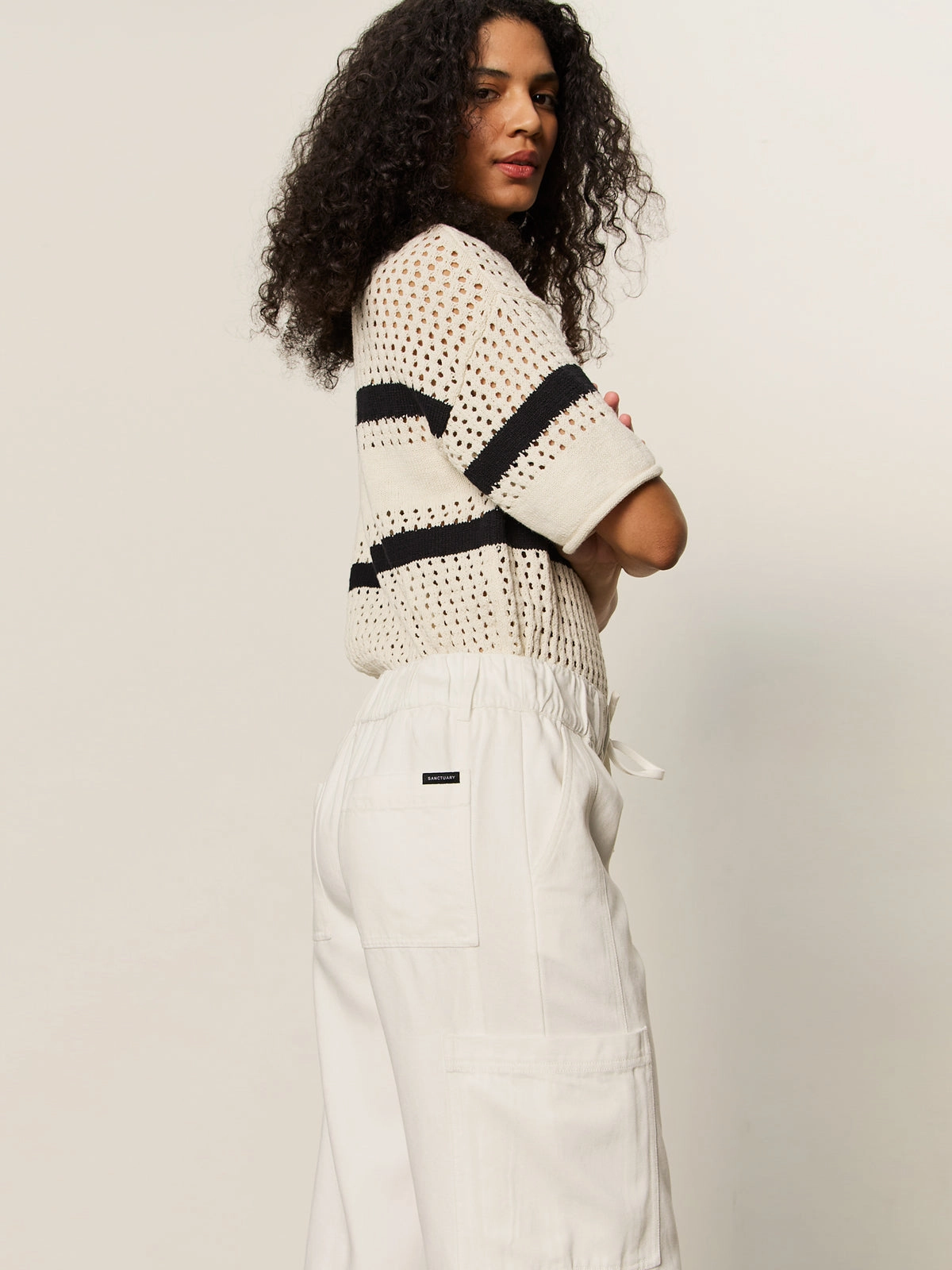 Area Standard Rise Pant Bleached White Satin