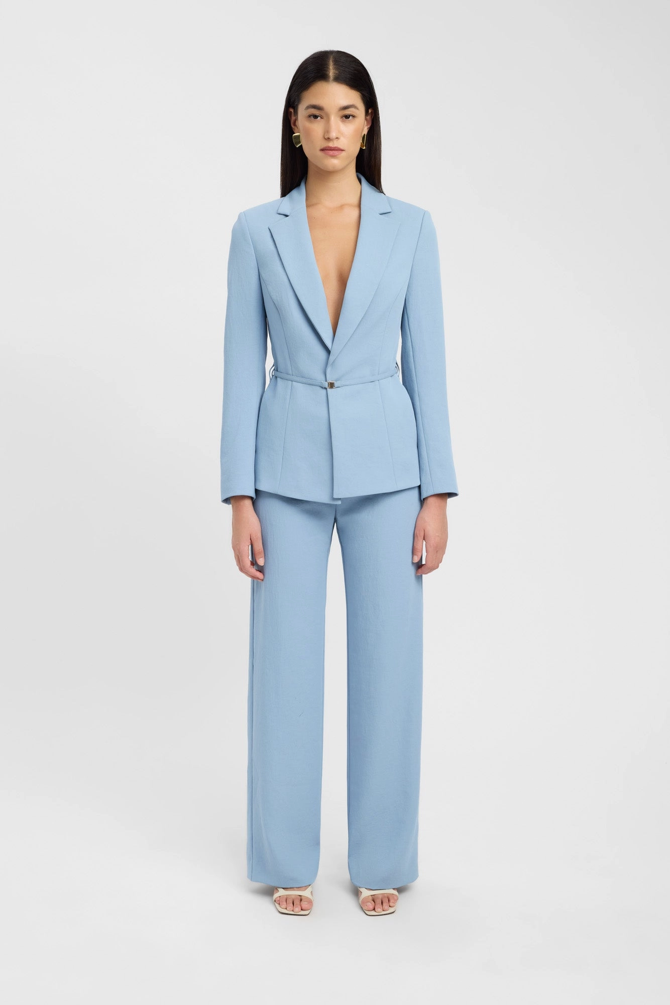 Ariel Belted Blazer Hooded Coat Cold Layer