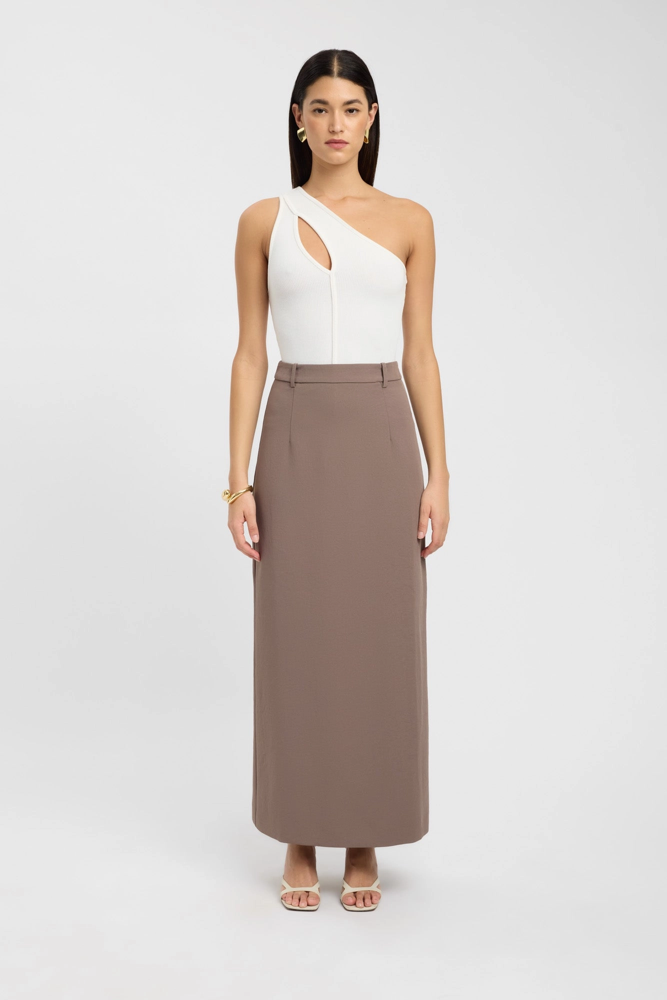 High low hem Crisp Look Ariel Midi Skirt