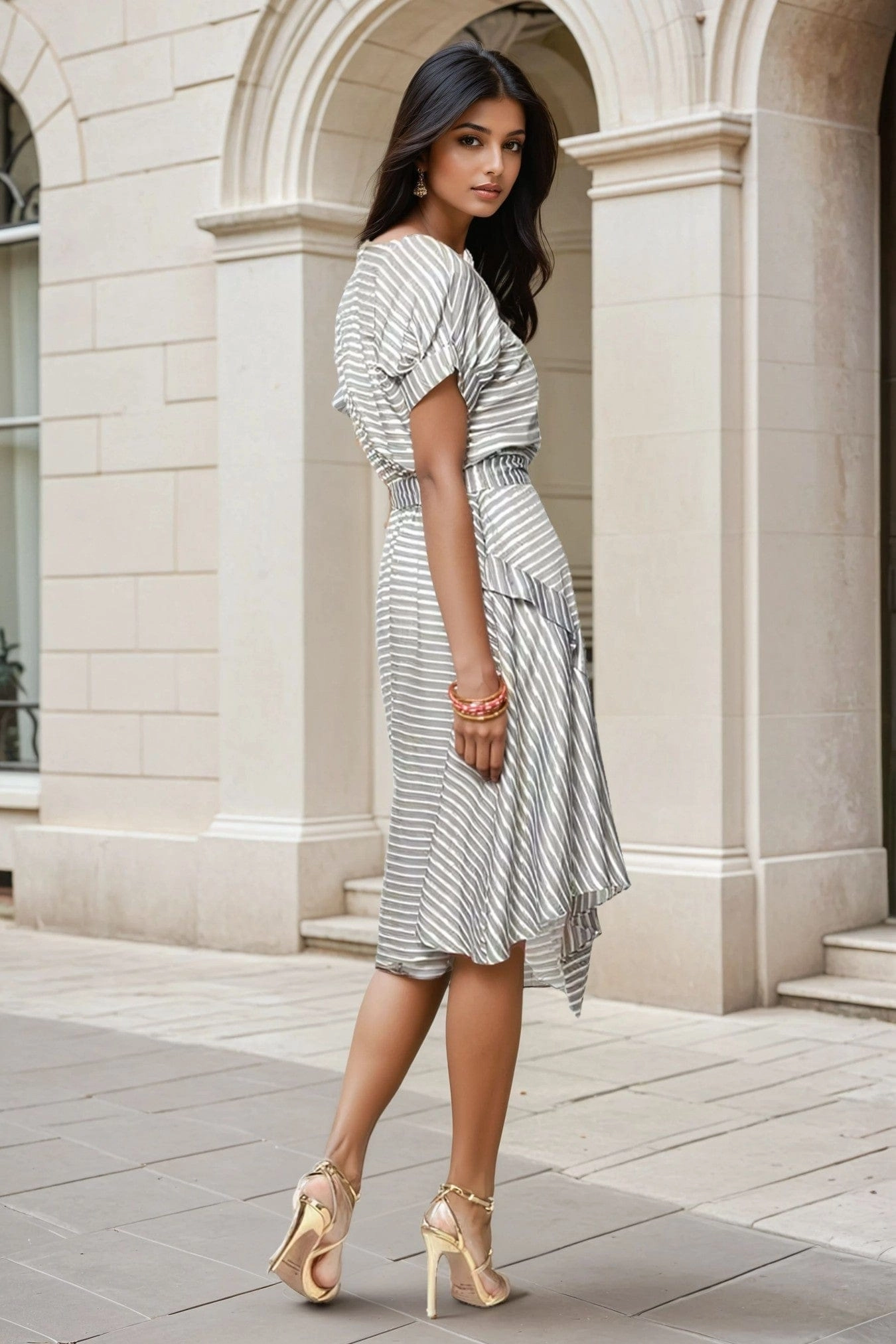 Asby Dress - Gibson Stripe Stylish Details