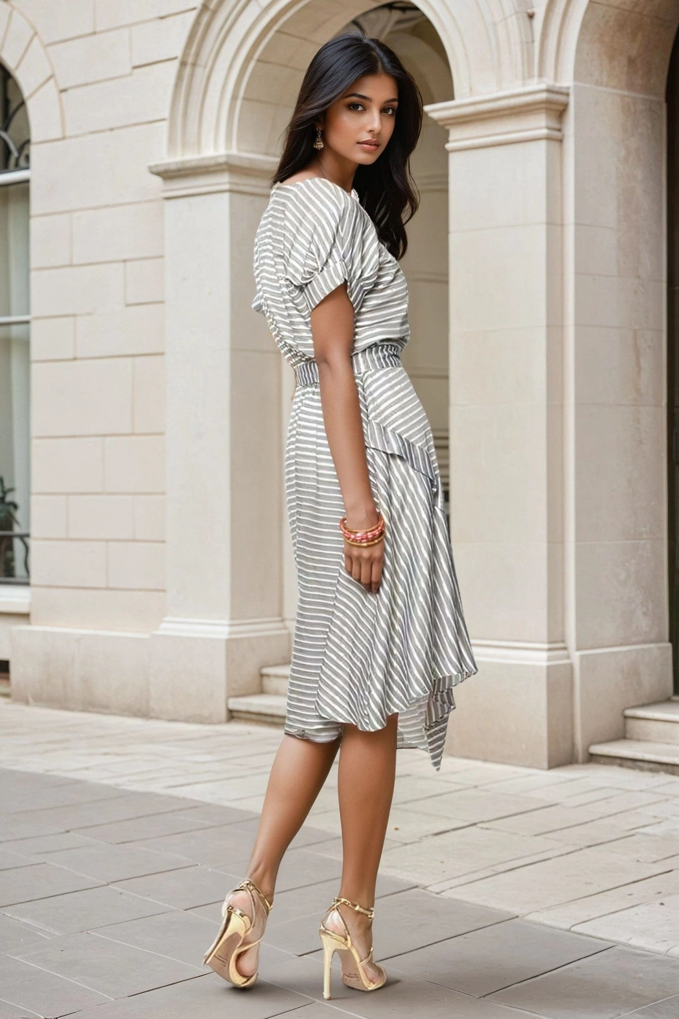 Asby Dress - Gibson Stripe Stylish Details
