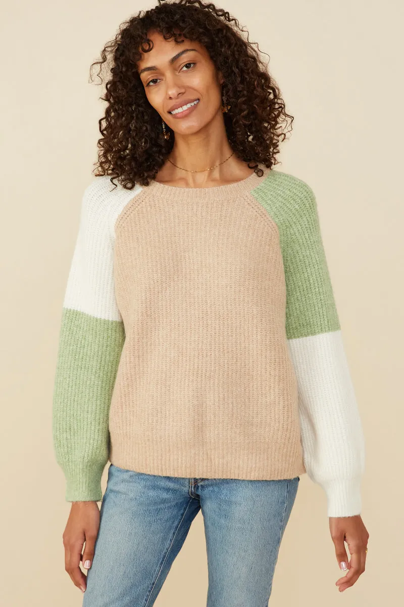 Crisp Layer Asymmetric Color Block Pullover Sweater