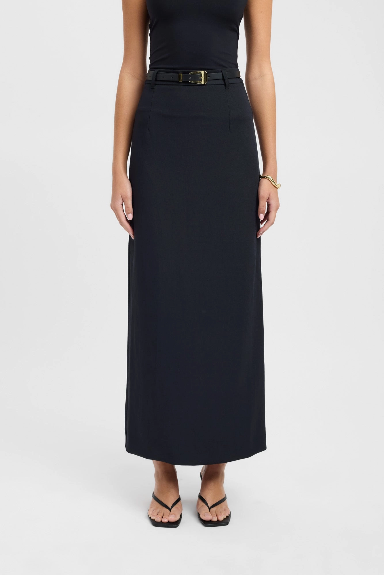 Asymmetric Hem Oyster Midi Skirt