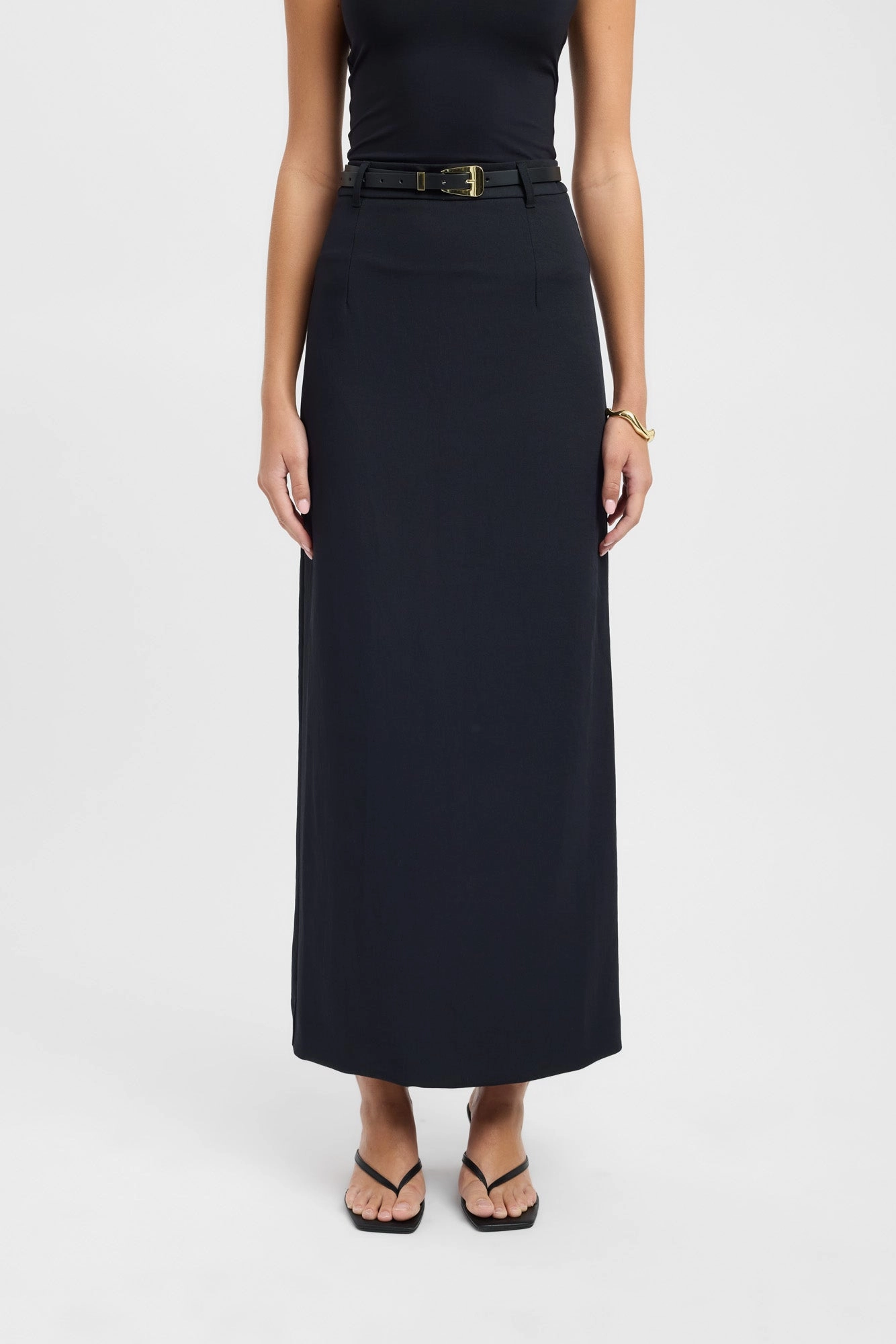 Asymmetric Hem Oyster Midi Skirt