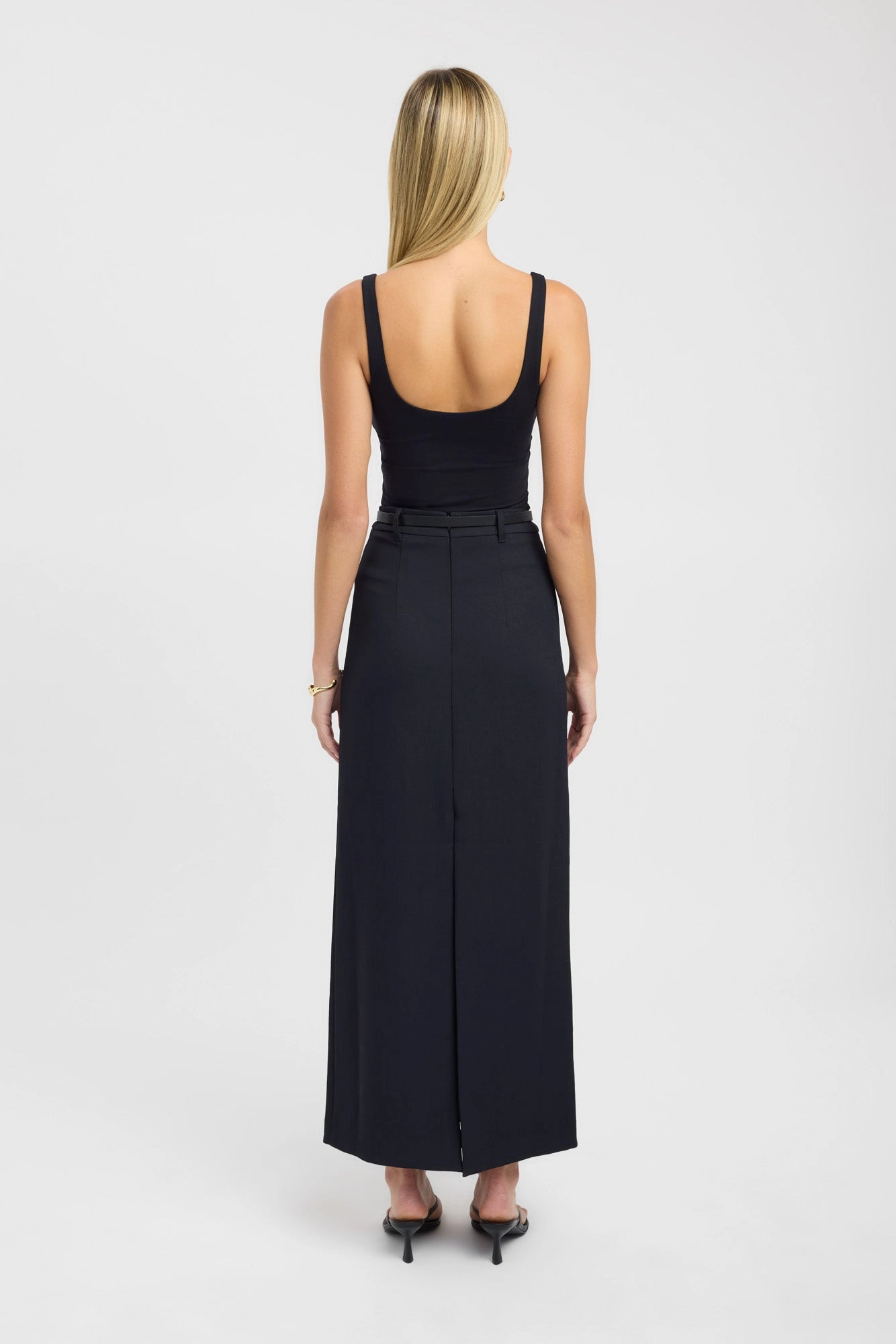 Asymmetric Hem Oyster Midi Skirt