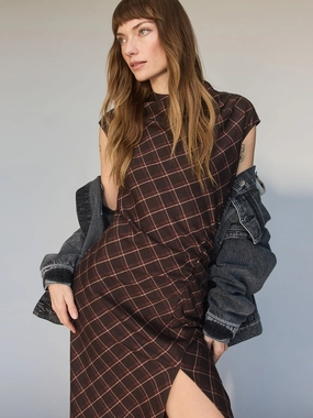 Autumns Best Dress Cocoa Plaid Natural Silhouette