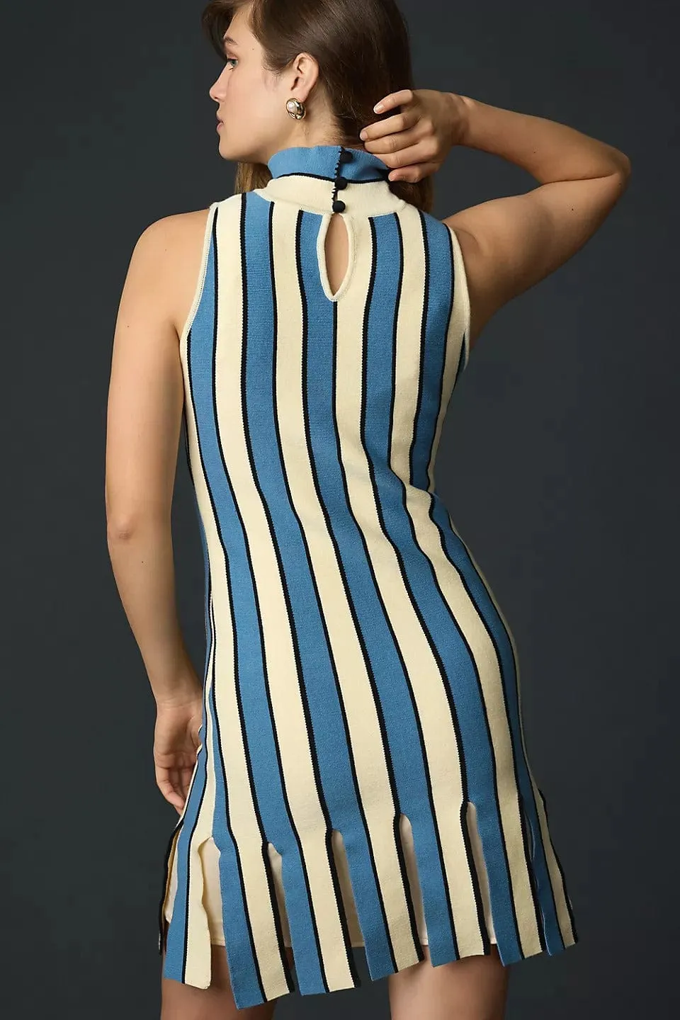 Backless Chic Mock-Neck Sleeveless Mini Dress