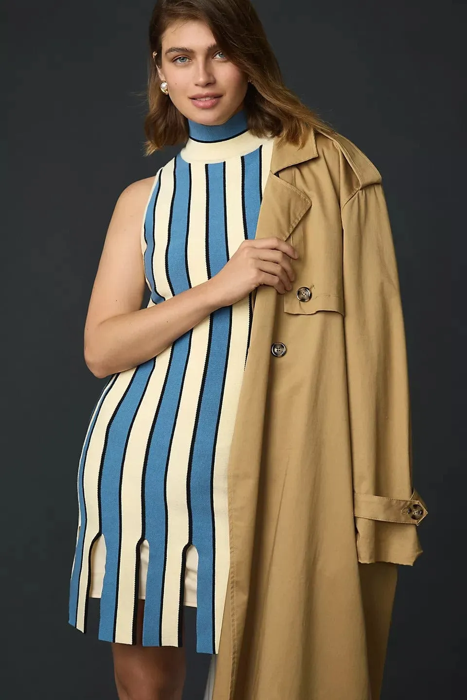 Backless Chic Mock-Neck Sleeveless Mini Dress